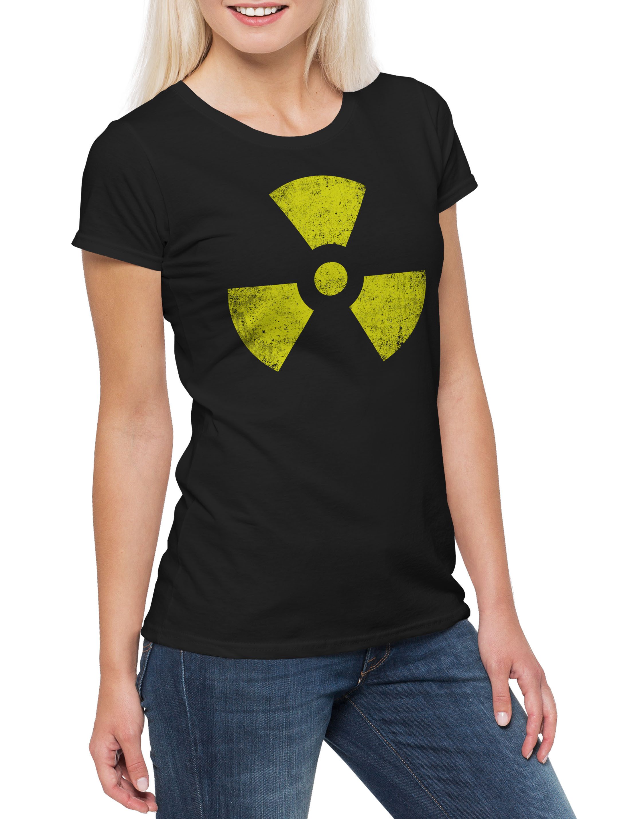 Print-Shirt Black Radioactive Vintage Symbol Damen T-Shirt Goth TBBT Cyber
