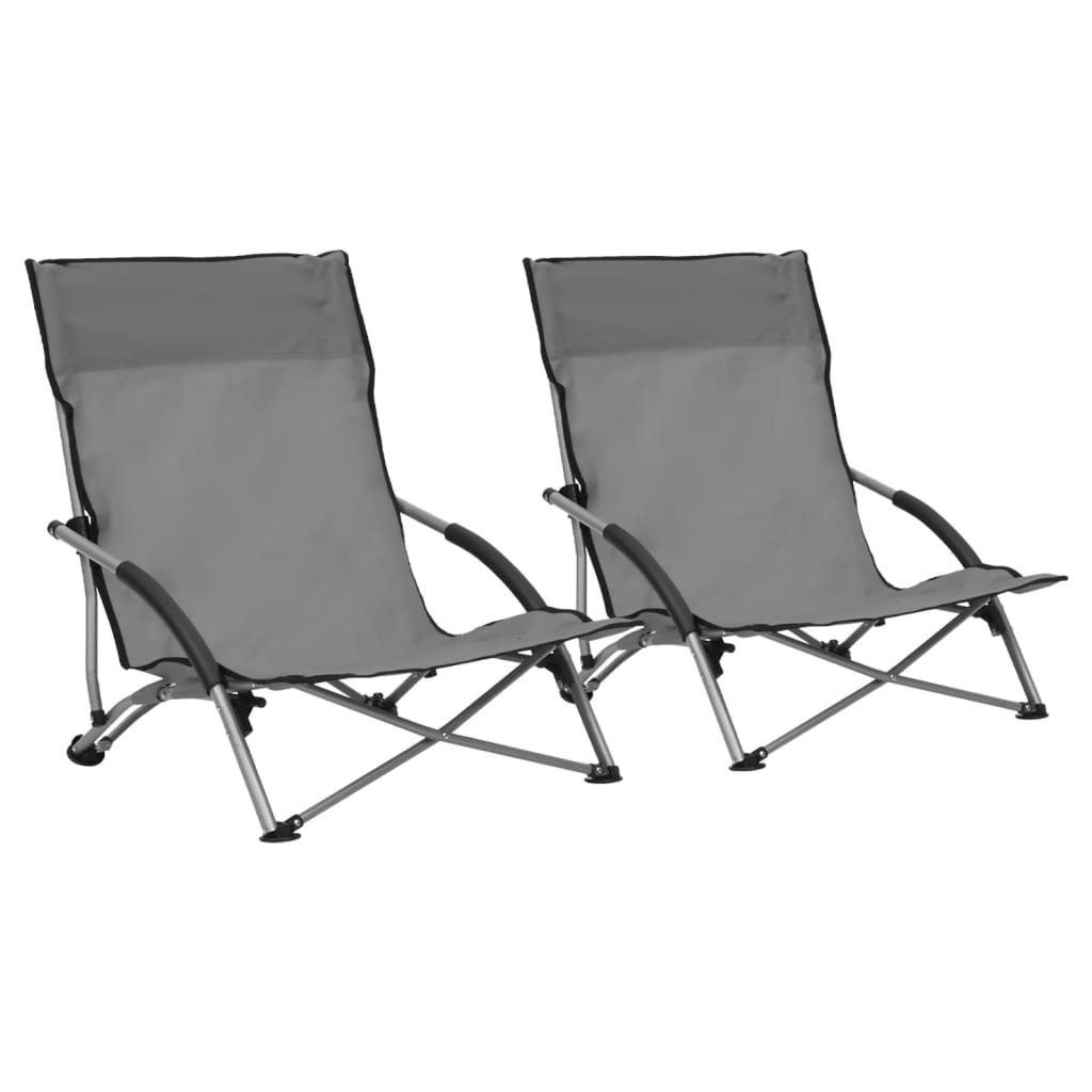 vidaXL Gartenstuhl Klappbare Strandstühle 2 Stk. Grau Stoff (2 St) Grau | Grau | Stühle