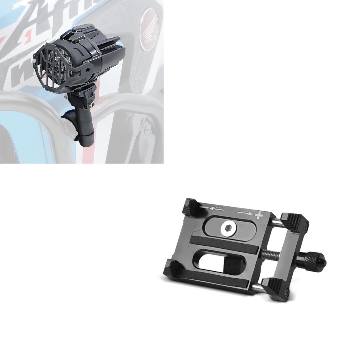 Lumitecs Halter Set LED Zusatzscheinwerfer + Smartphonehalter S1