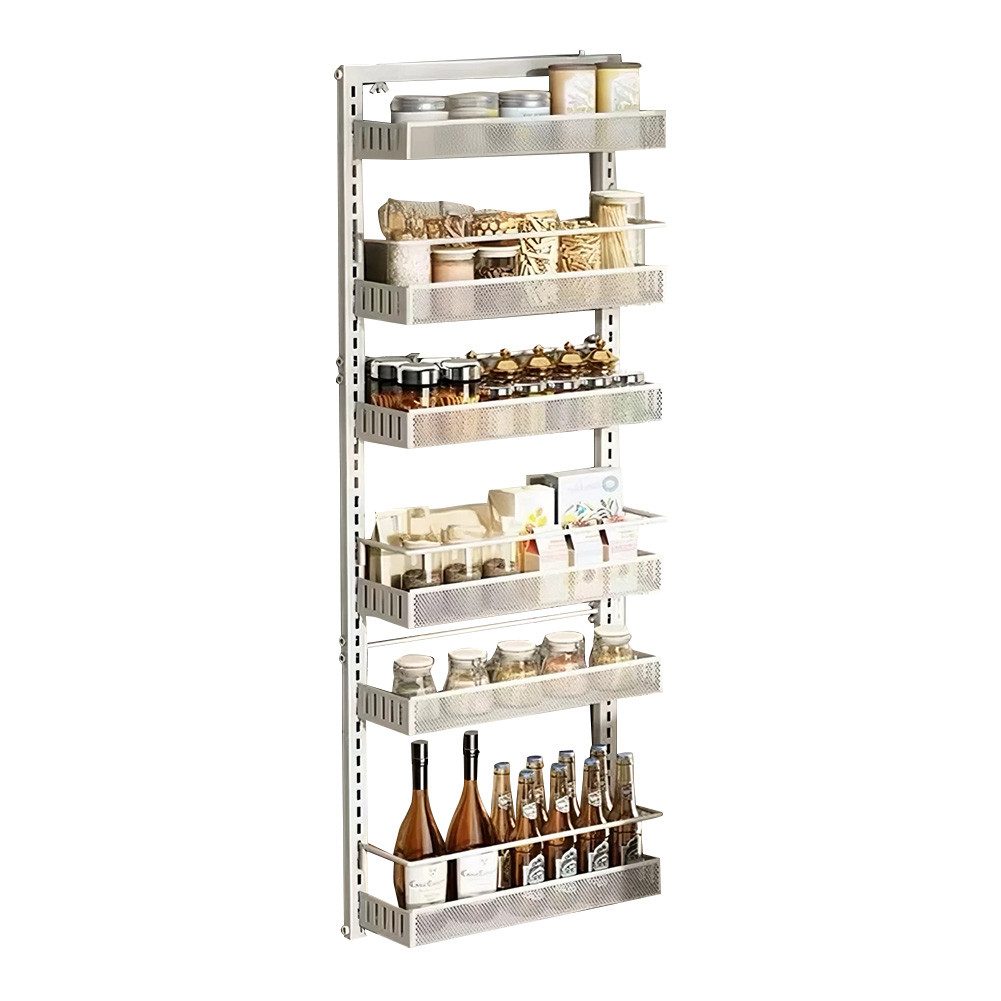 GarveeMore Küchenorganizer-Set 6-Layer Carbon Stahl Tür hängenden Korb Lagerung Regal Wandhalterung, 126x44x16cm Badezimmerzubehör Schlafzimmer Tür dahinterLücke Löcherfre