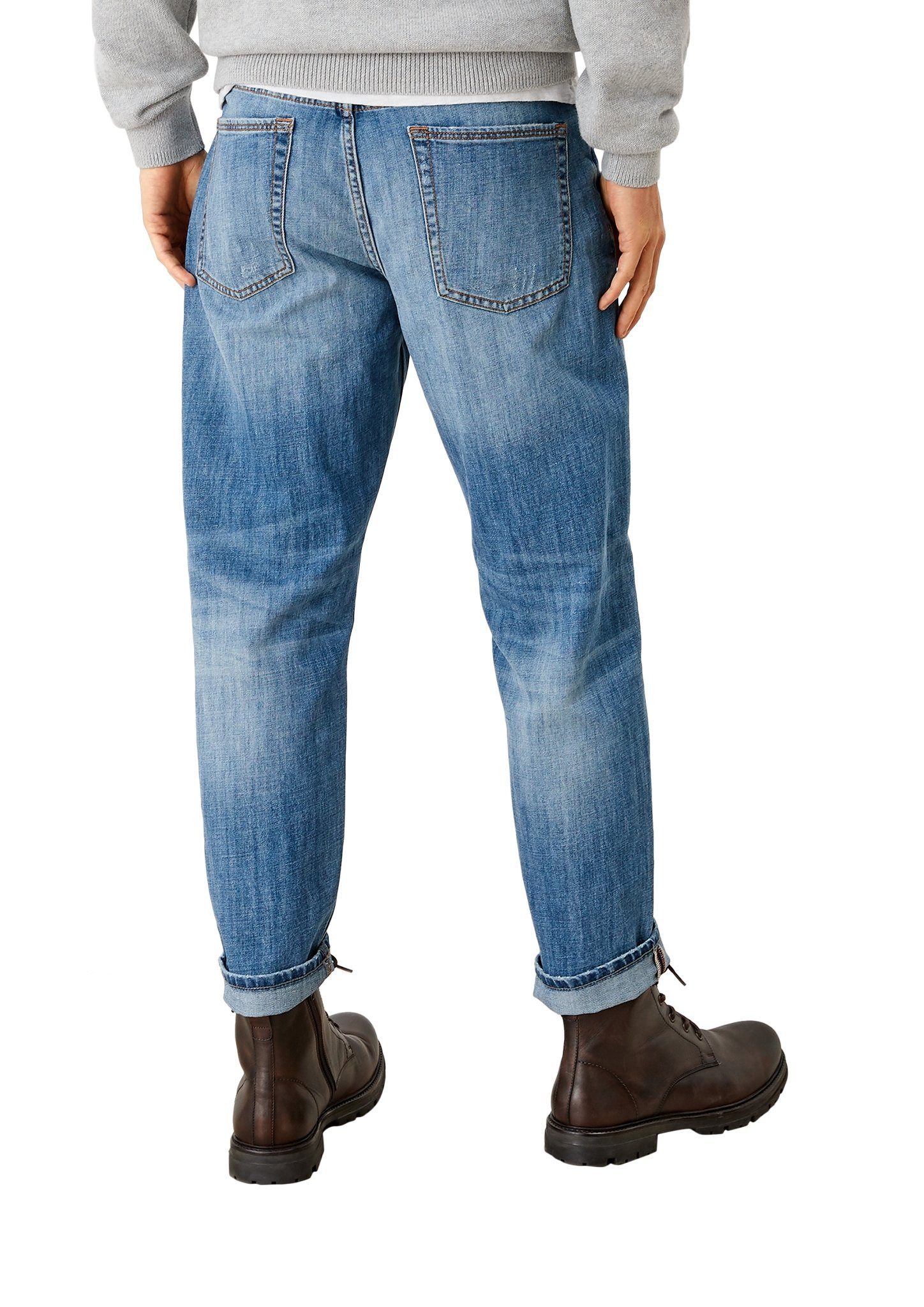 Herren Jeans s.Oliver 5-Pocket-Jeans Relaxed: Jeans mit Hanf Waschung, Leder-Patch