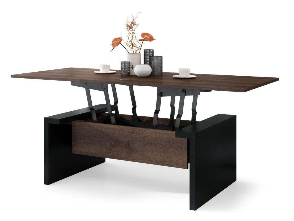 designimpex Couchtisch Space höhenverstellbar aufklappbar Wohnzimmertisch Tisch Esstisch, Funktionstisch, Wohnzimmertisch, Tisch, Esstisch, Sofatisch, Rollen