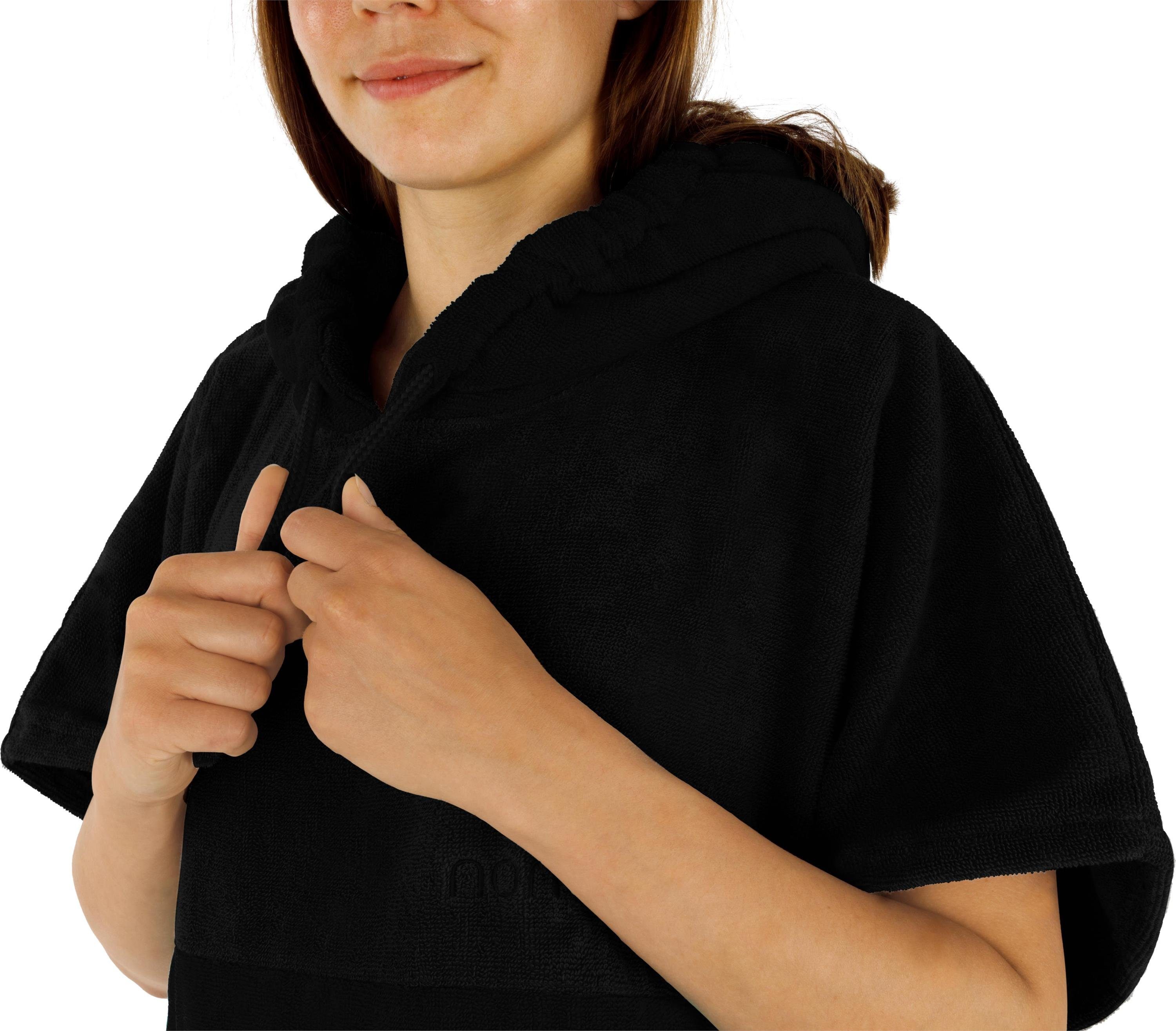 normani Badeponcho Damen Badeponcho, Midilänge, Baumwolle, Kapuze, Schlupf, Badehandtuch aus 100 % saugstarker Baumwolle – Bild 5 von 5