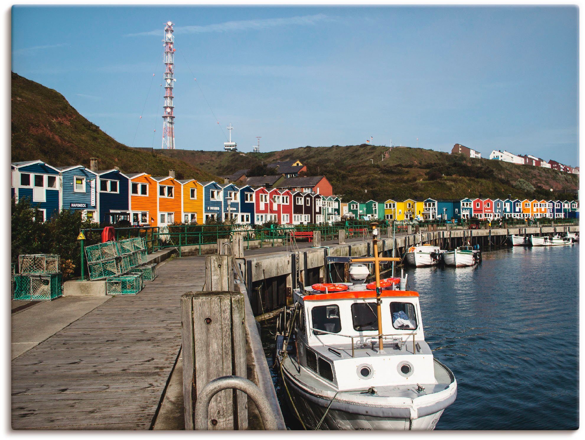 Artland Leinwandbild Der Hafen von Helgoland, Boote & Schiffe (1 St), auf Keilrahmen gespannt