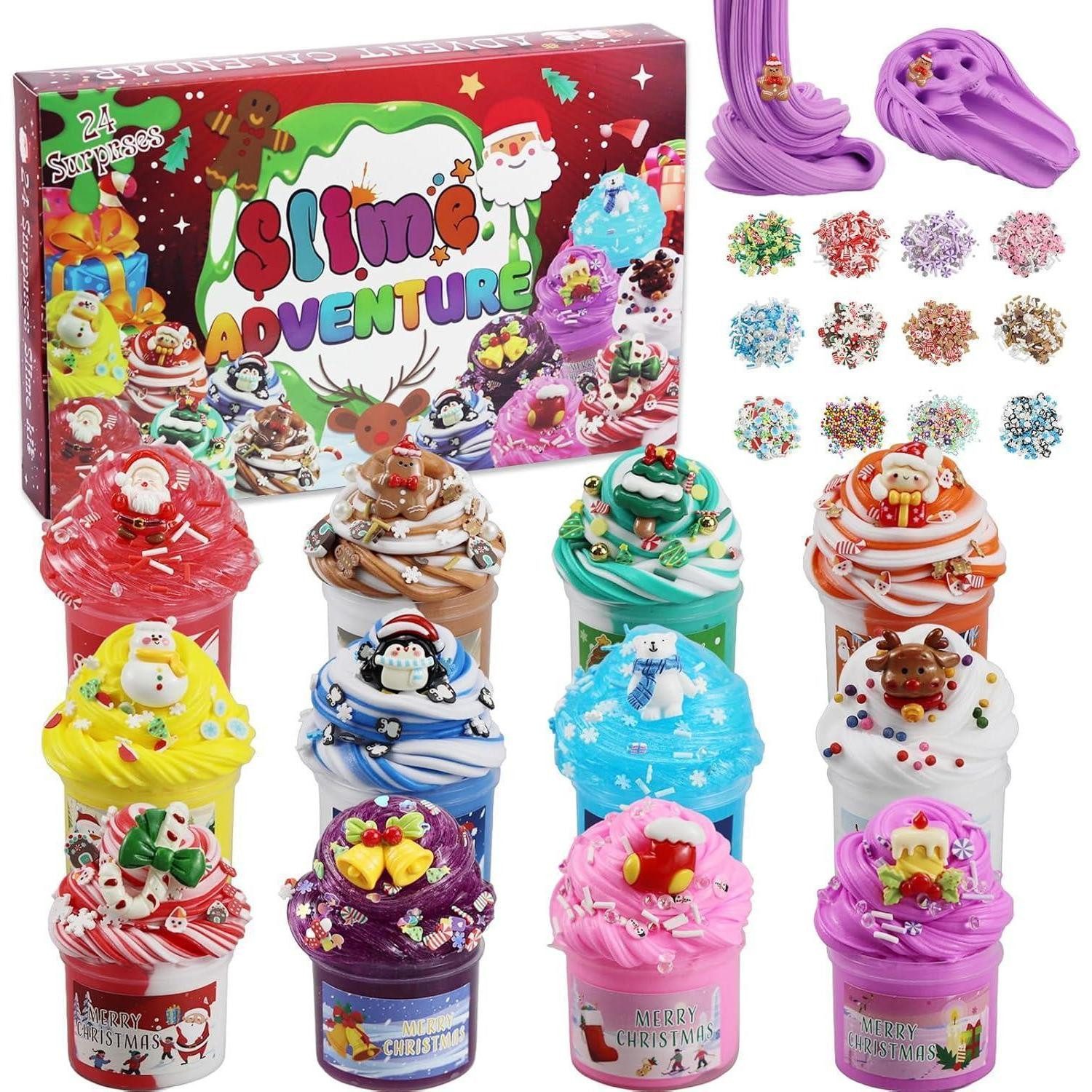LuxusKollektion Spielzeug-Adventskalender Adventskalender 2026 Butterschleim 24 Überraschungen Kinder Bastelset