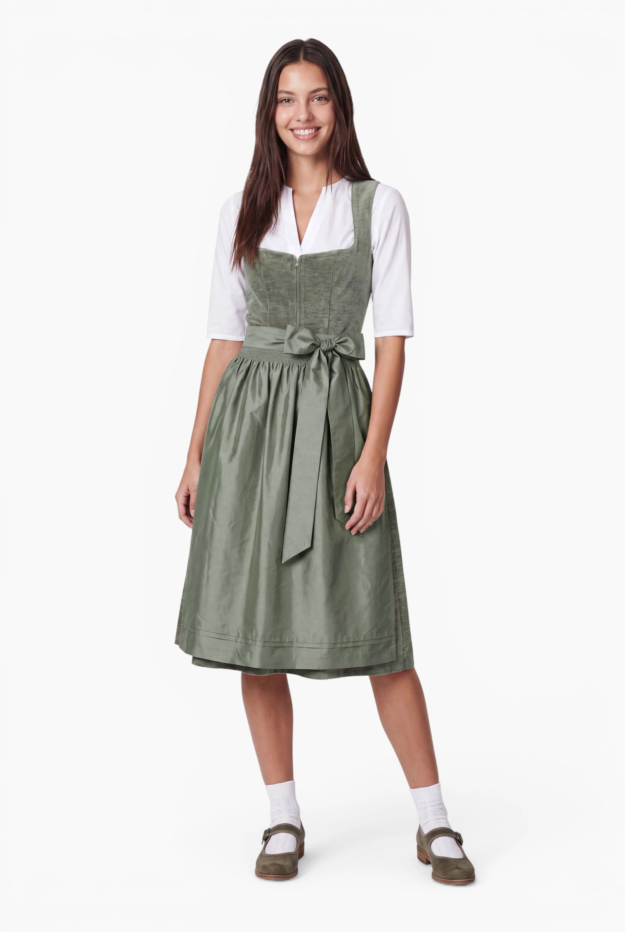 Nübler Dirndl Mididirndl Kira in Salbei - Rocklänge 70 cm
