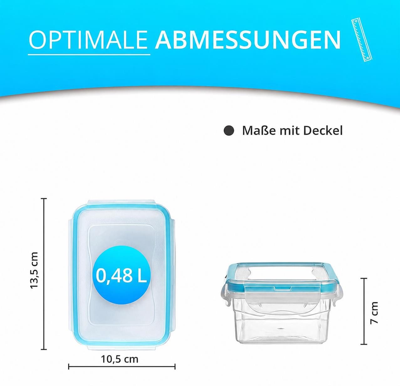 astor24 Frischhaltedose Frischhaltedosen Set mit Deckel Vorratsdose Gefrierdose Kunststoff, (4er Set, ineinander stapelbar, 4er Set Frischhaltedosen 900 ml mit  – Bild 3 von 5