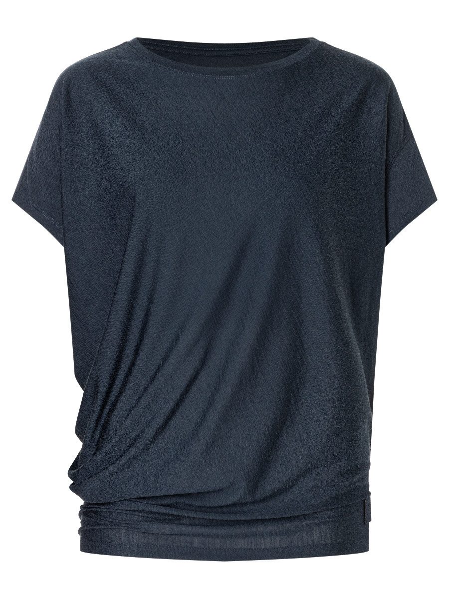 SUPER.NATURAL T-Shirt für Damen, nachhaltig, Merino YOGA LOOSE BIO J TEE asymmetrisches, lockeres Shirt