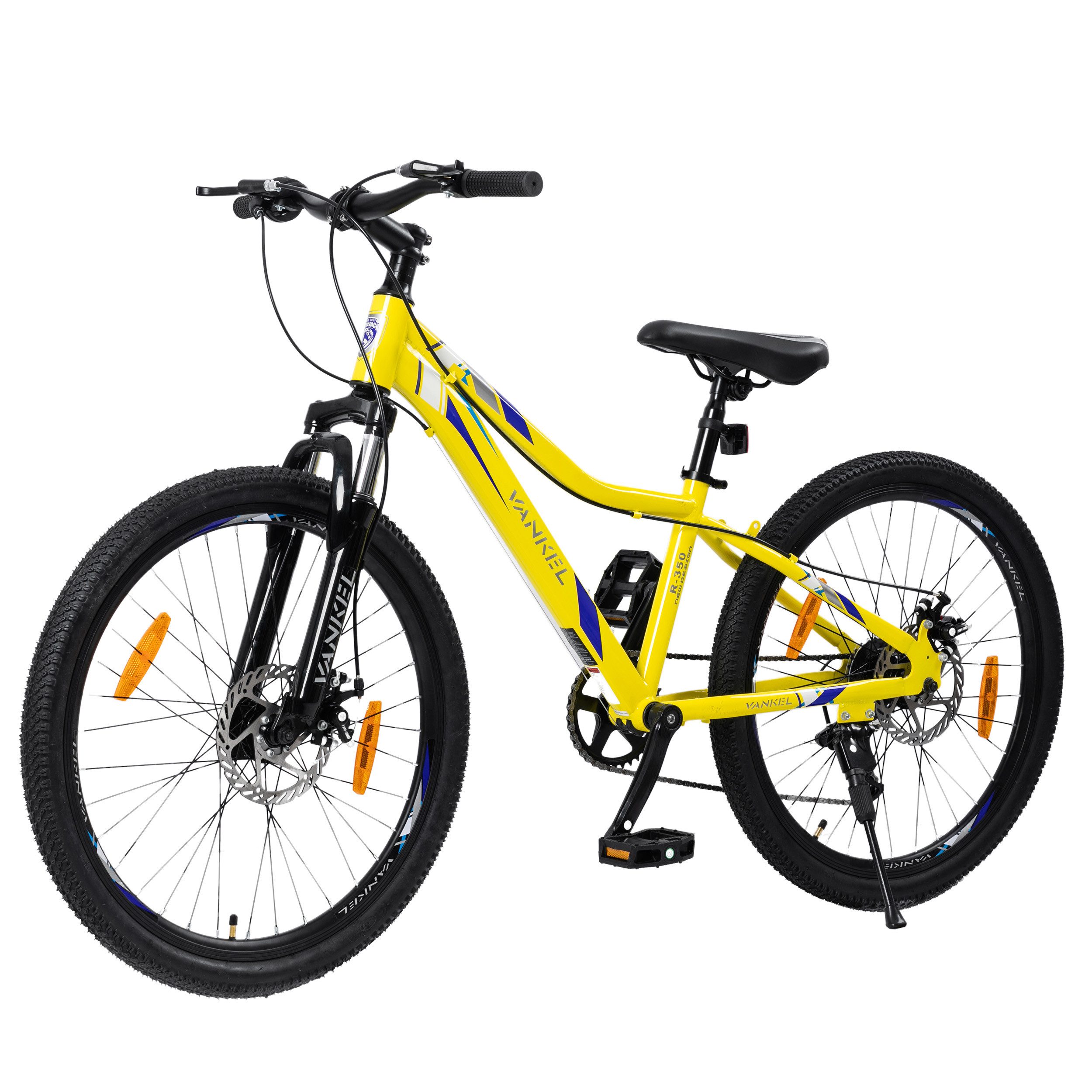 Vankel Mountainbike 24 Zoll Jugendfahrrad mit Federgabel, Scheibenbremsen für Kinder ab 12, 6 Gang SL-RSS006-6WV Schaltwerk, Kettenschaltung, 6-Gang Shimano Schaltung, Fahrrad für Jungs, Scheibenbremsen
