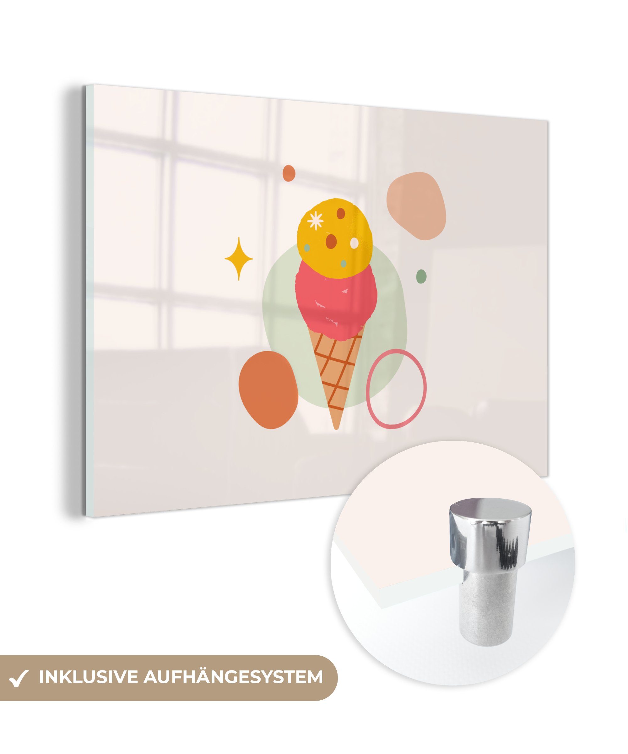 MuchoWow Acrylglasbild Eiscreme (1 - Wohnzimmer - St), Sommer & Schlafzimmer Farben, Acrylglasbilder