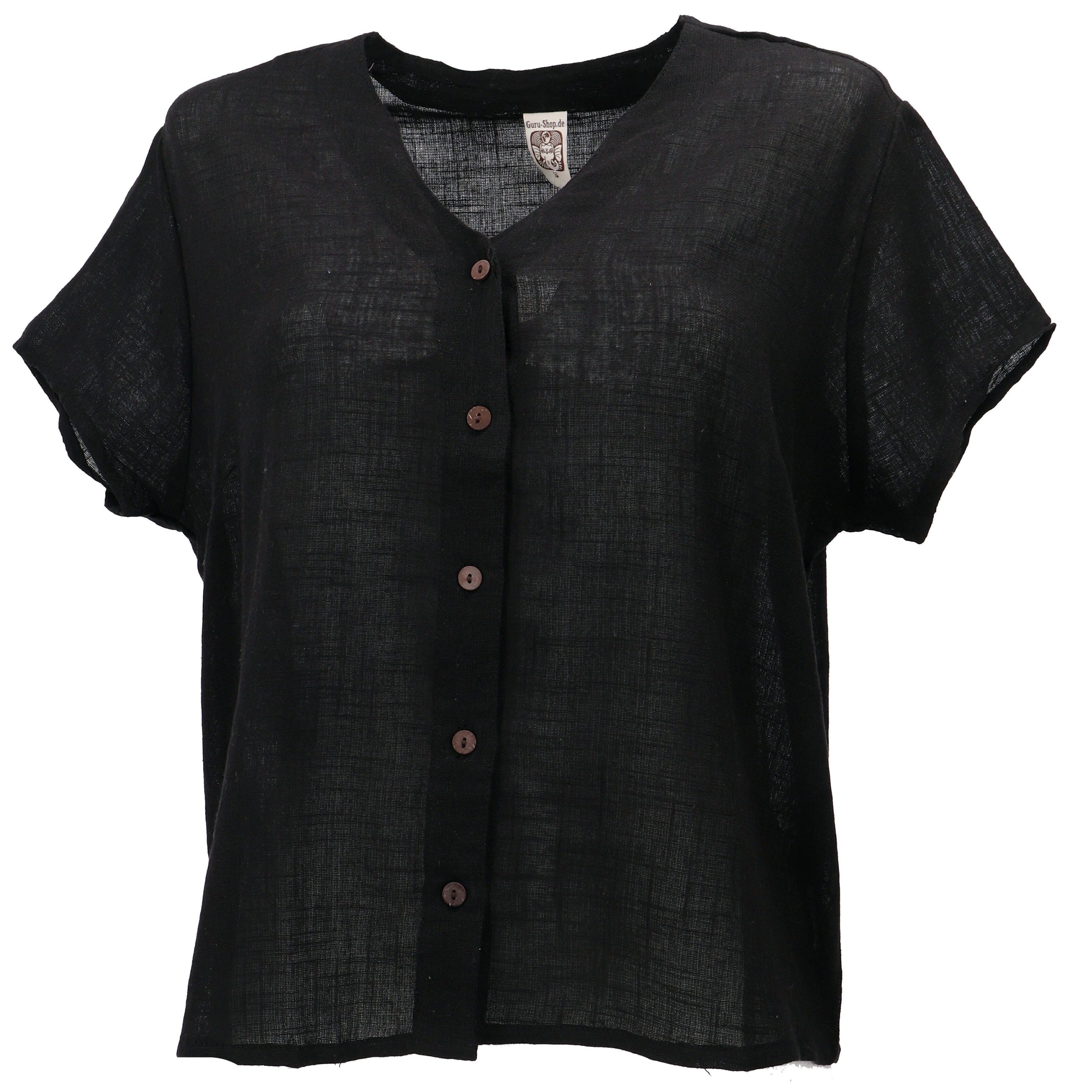 Guru-Shop Longbluse Luftiges Basic Blusentop, Kurzarm Baumwollbluse.. alter günstig online kaufen