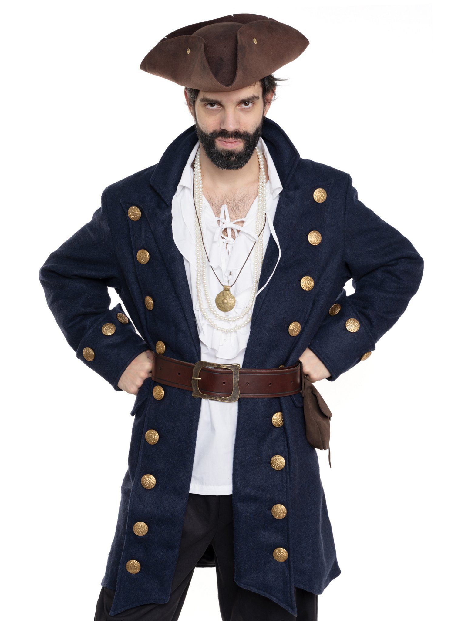 Supreme Replicas Piraten-Kostüm Piraten Gehrock Silver - Blau, gold, Blauer Wollmantel für den Piraten von Welt!