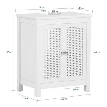 SoBuy Waschbeckenunterschrank BZR35 mit Gitteroptik-Türen Badschrank Waschtisch Unterschrank Badmöbel Weiß