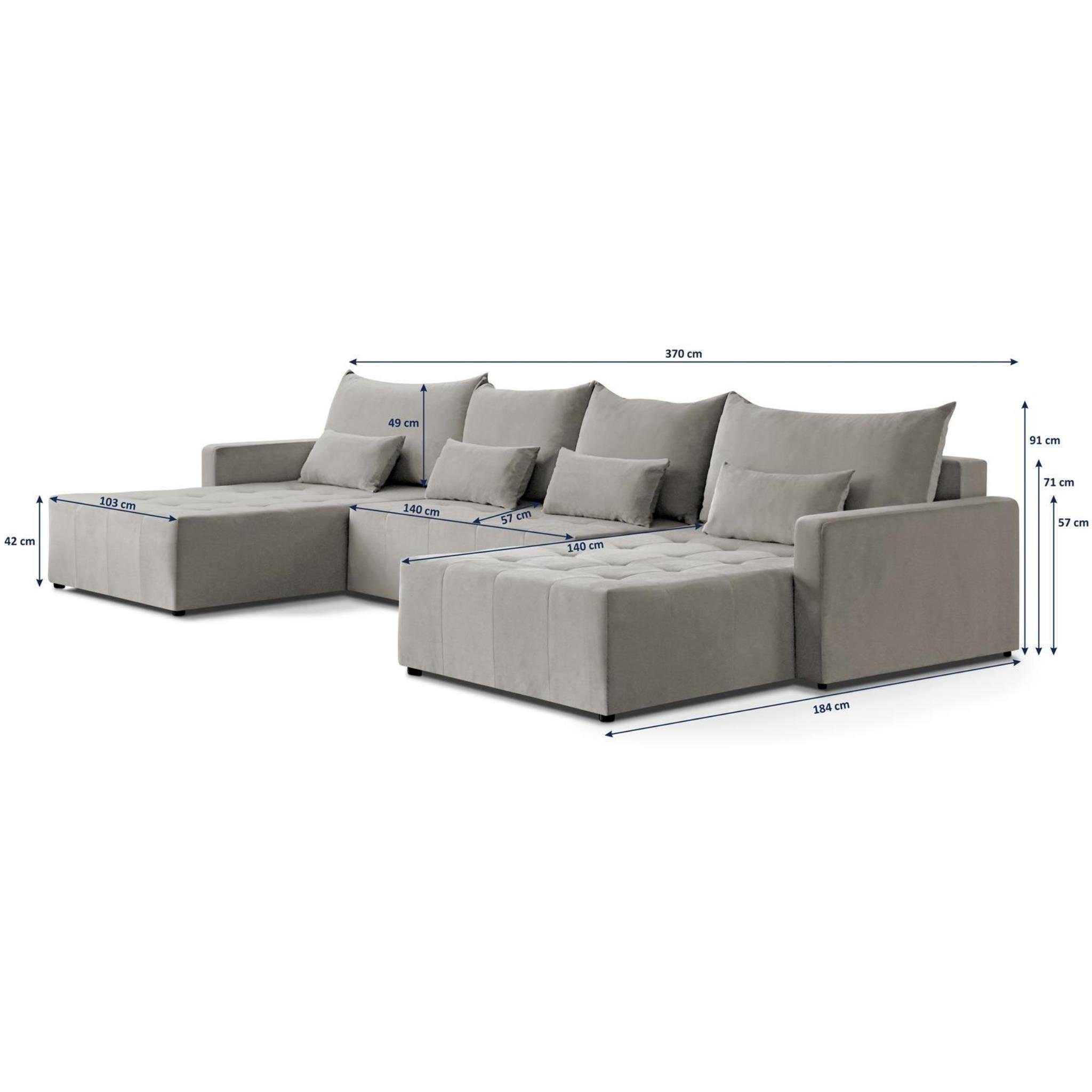 Beautysofa Ecksofa mit Bettkasten Bono U, Bettfunktion, mit Schlaffunktion