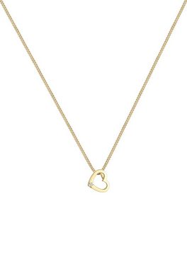 Elli DIAMONDS Collierkettchen Herz Liebe Diamant (0.015 ct) Love 585 Gelbgold