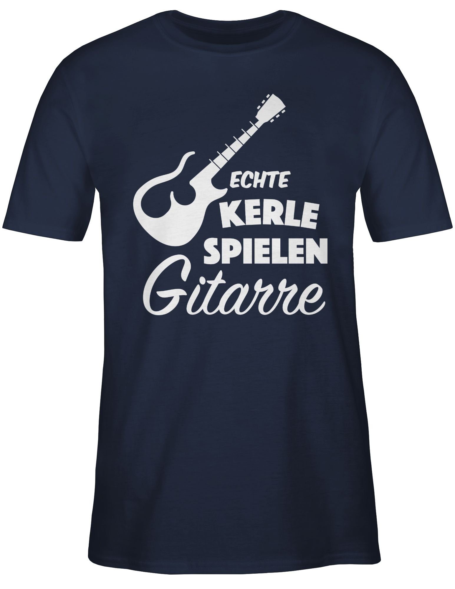 2 Instrument Musik spielen Kerle T-Shirt Gitarre Navy Blau Shirtracer Echte Zubehör