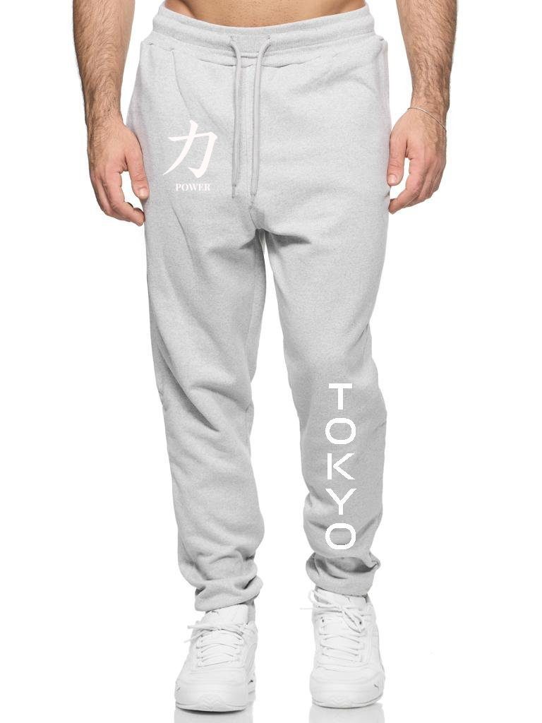 Banco Jogginghose Jogger Jogginghose Trainingshose TOKYO Sporthose Sport mit elastischem Bund GrauWeiß