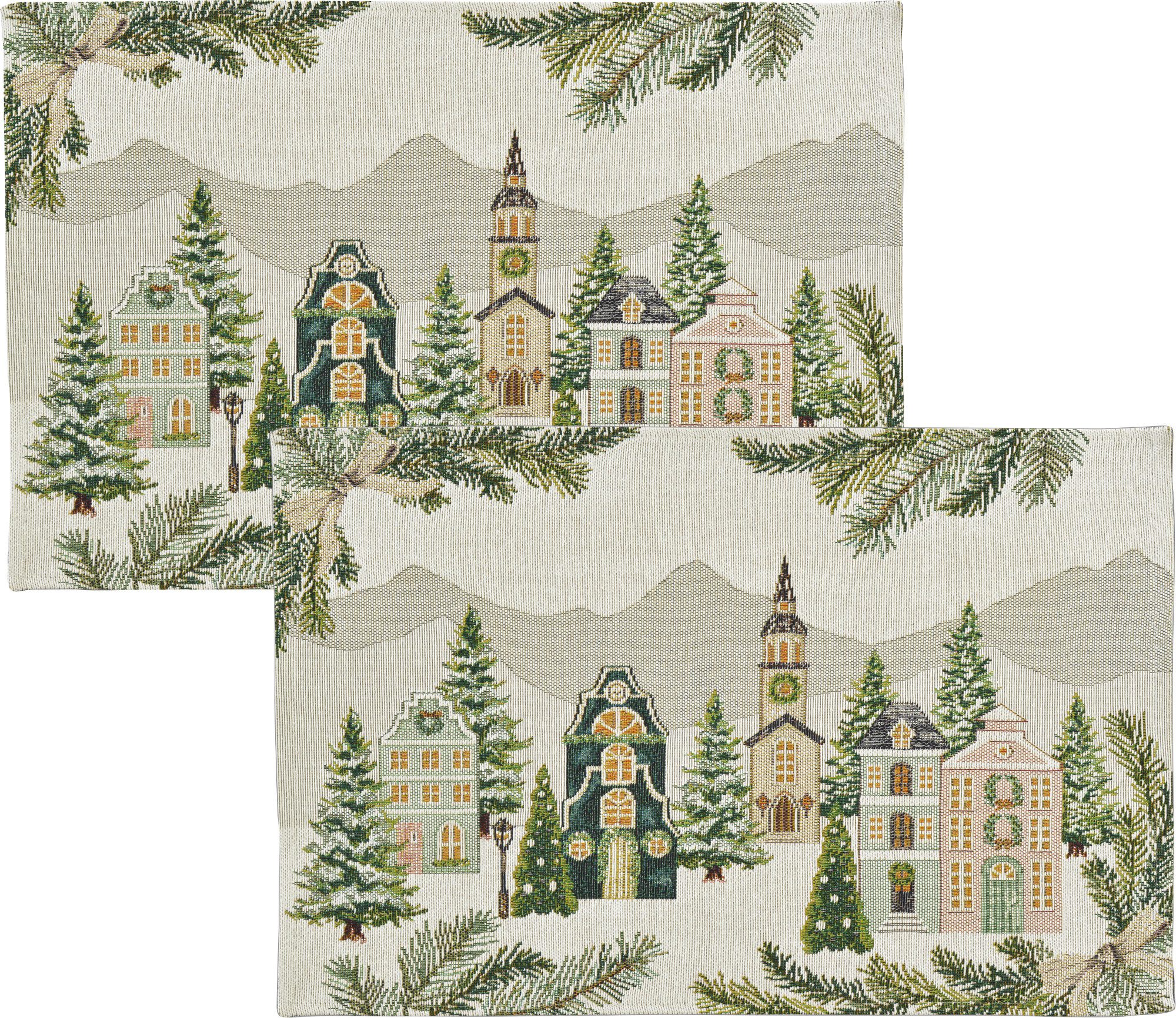 sander table + home Platzset Tischset "Xmas Valley" 2er-Pack, Gobelin Motiv