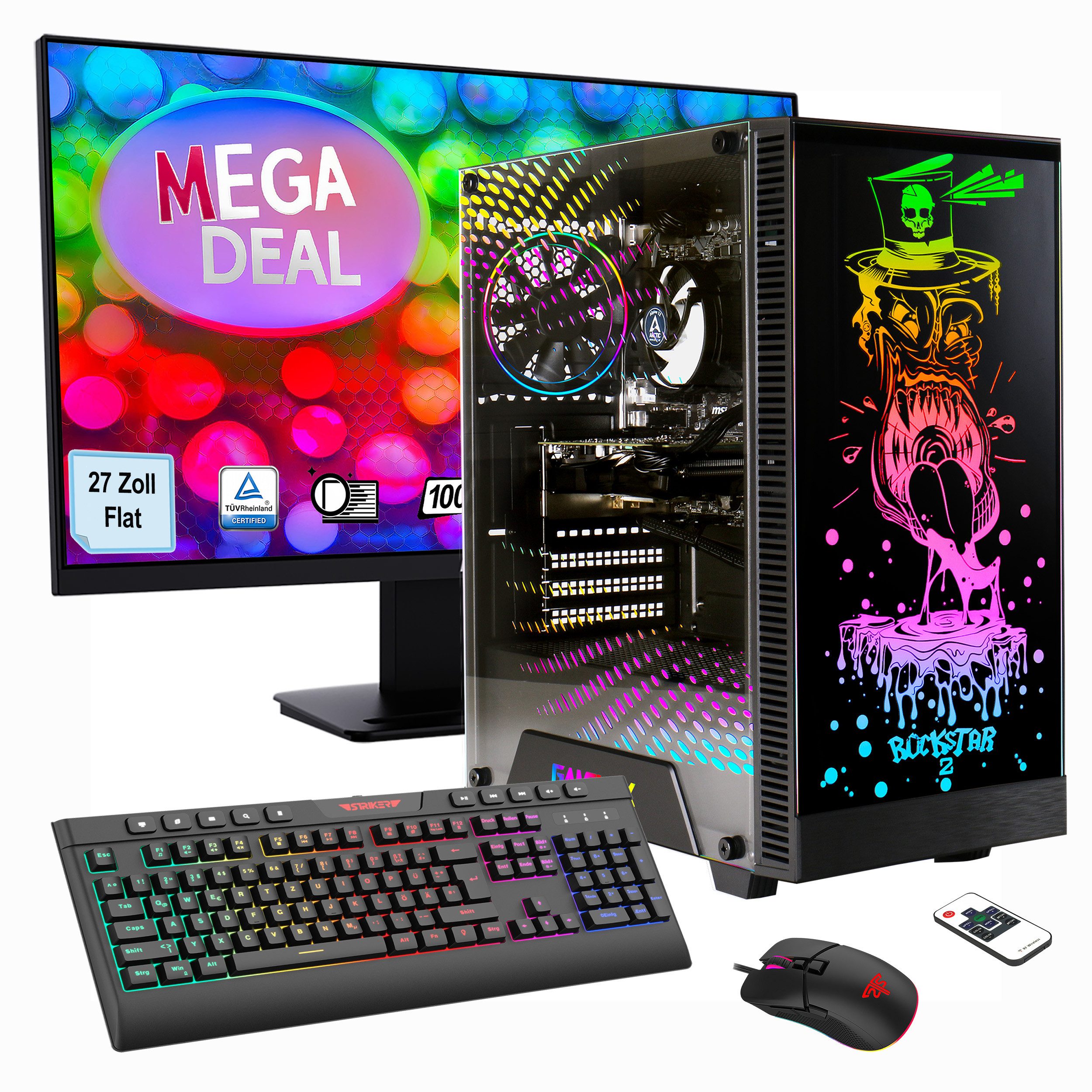 GAMEMAX MegaDeal Multimedia-PC-Set PC-Komplettsystem (27", AMD Ryzen 5 5600GT, Radeon Graphics, 16 GB RAM, 1000 GB SSD, Windows 11 + MSI PRO MP273A Monitor, 69cm (27)