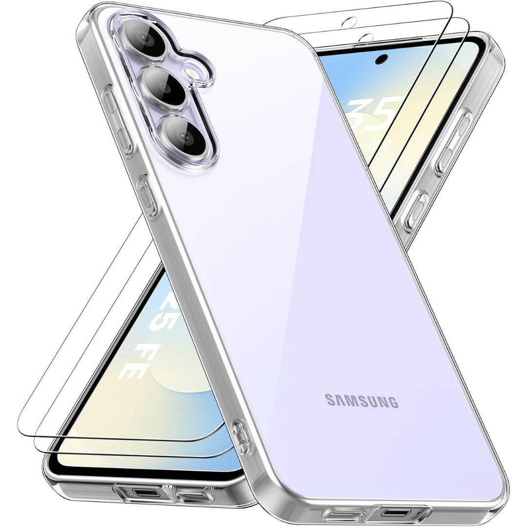 SmartUP Smartphone-Hülle + 2X Schutzglas für Samsung Galaxy S25 FE 5G Panzerfolie Display Case 6,7 Zoll, kompletter Rundumschutz