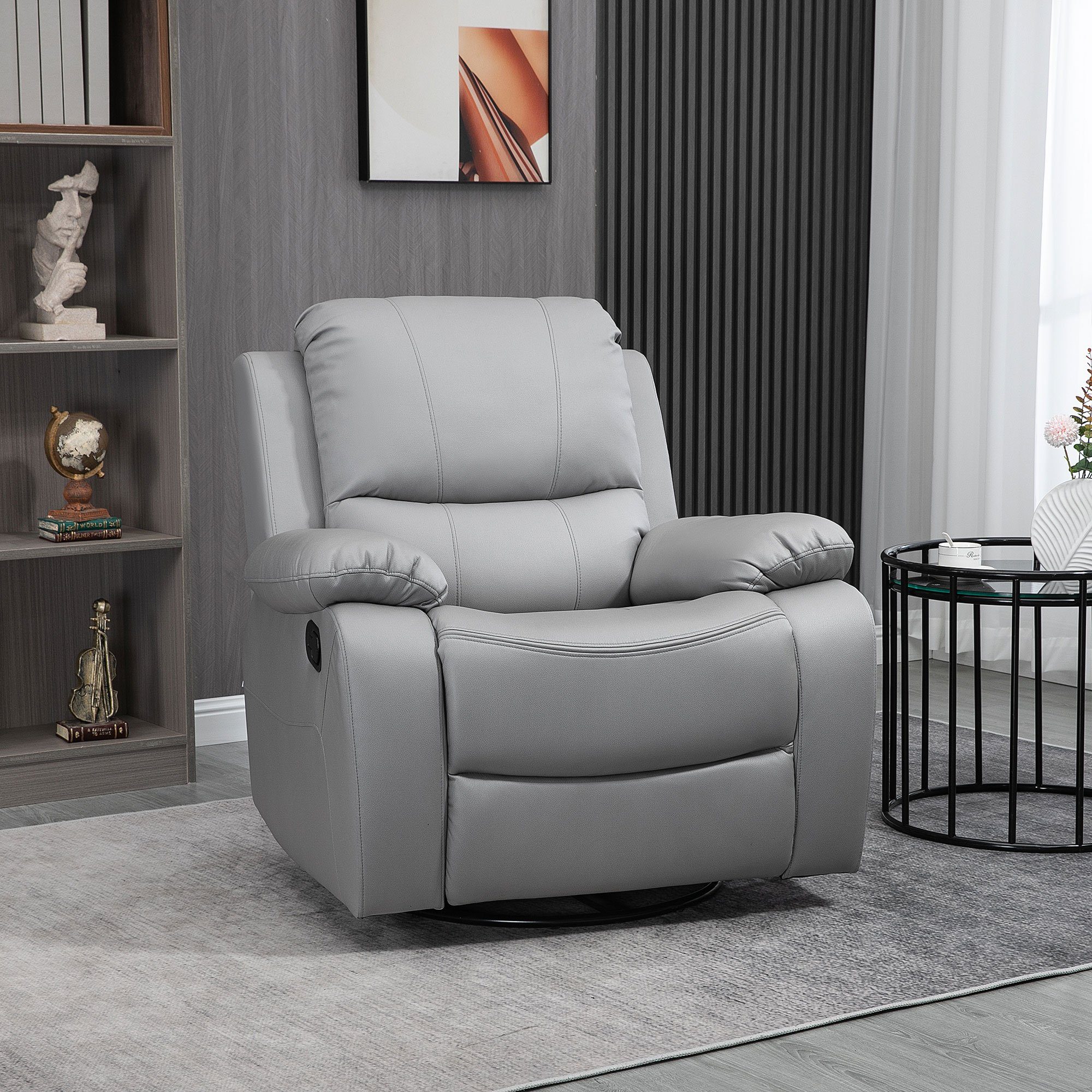 HOMCOM Relaxsessel neigbar, drehbar, Stahl, grau, günstig online kaufen