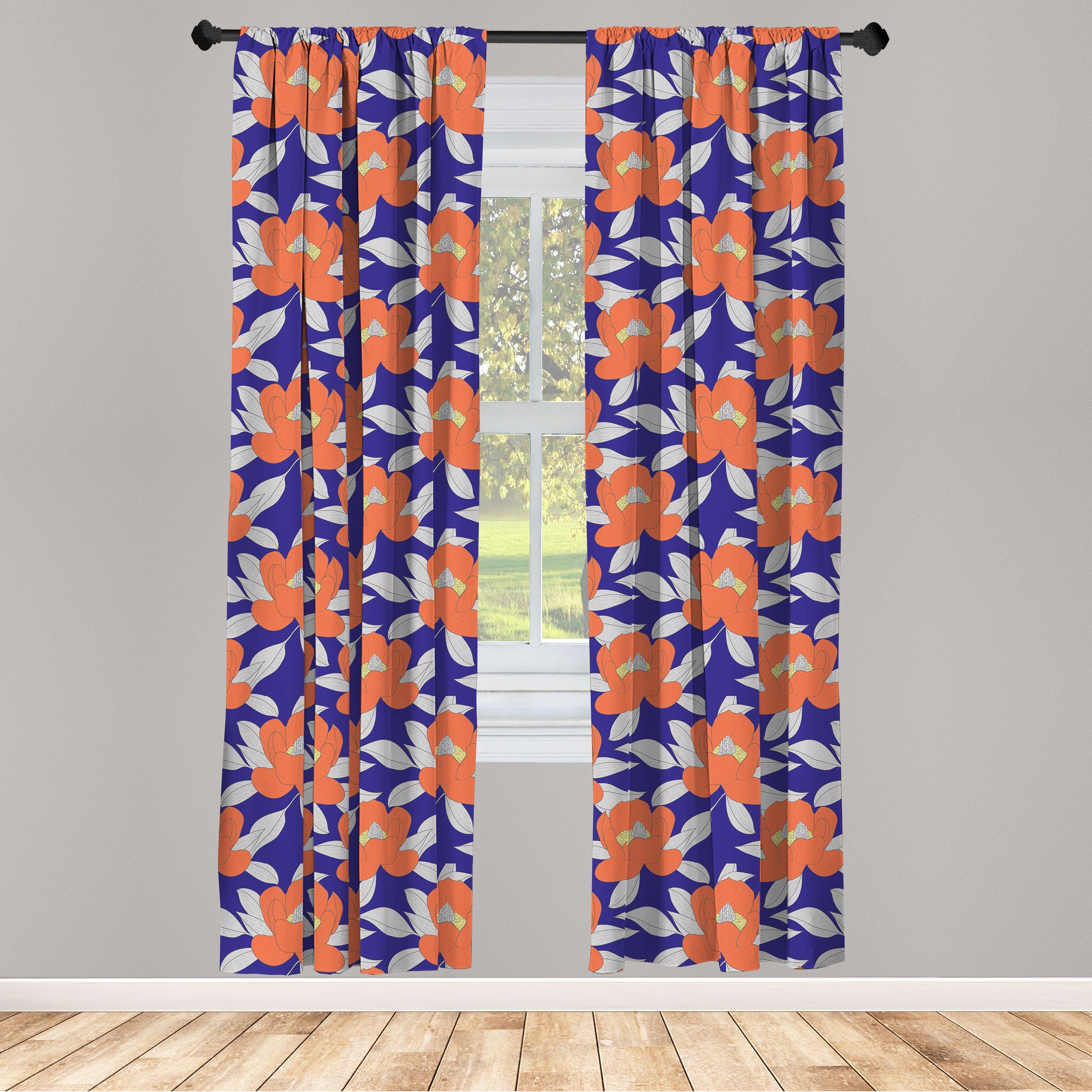 Microfaser, Wohnzimmer Abakuhaus, Muster Vorhang für Gardine Detaillierte Magnolia Schlafzimmer Blume Dekor,