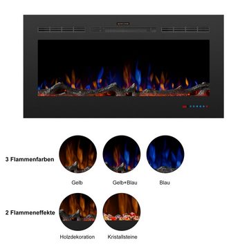 Merax Elektrokamin, Deko-Kamin mit Heizung, Wandkamin 1000/2000W mit 3D Flamme