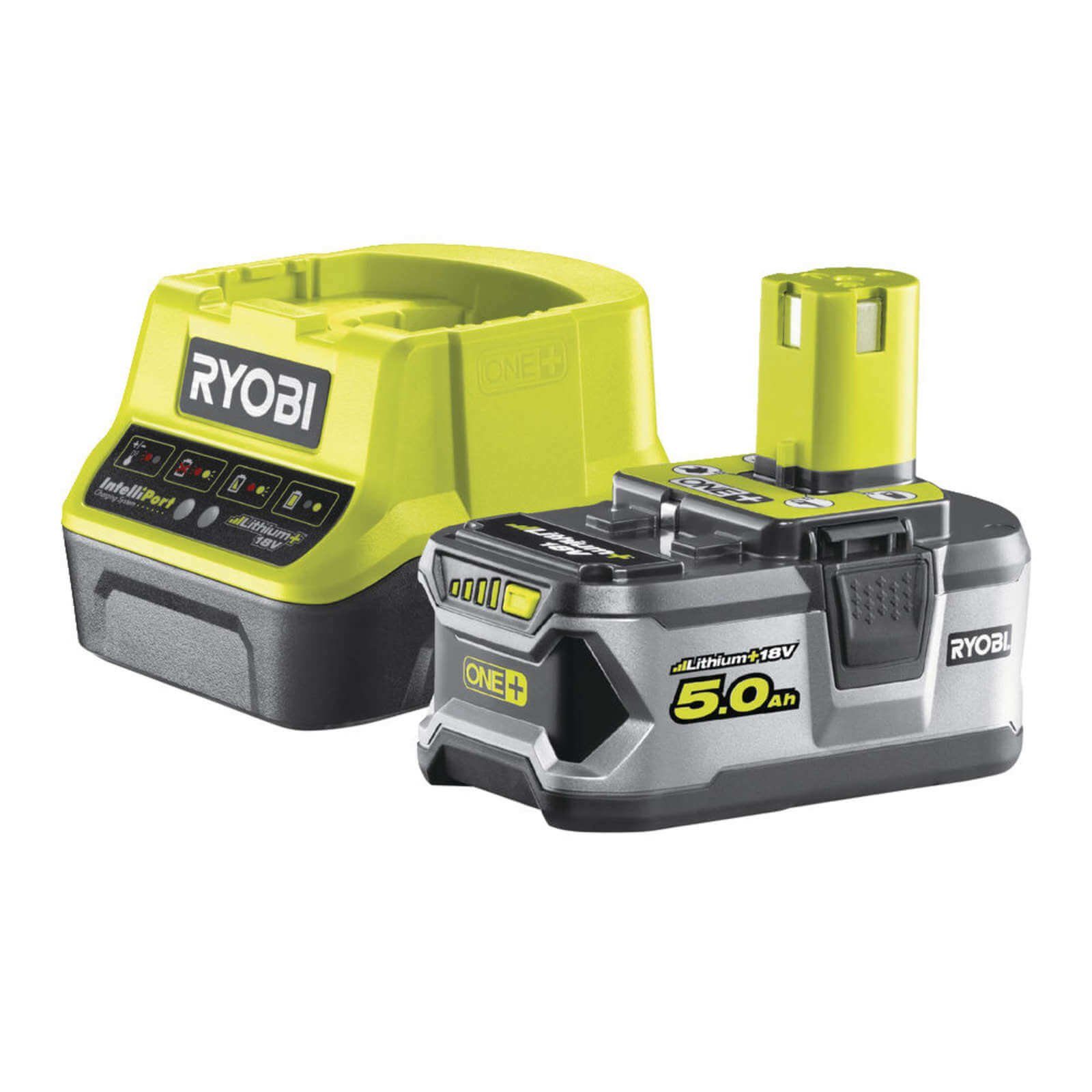 Ryobi Akku und Schnellladegerät RC18120-150 18V, 5Ah Akku, Ladegerät Zusatz-Akku RC18120-150 (18 V)