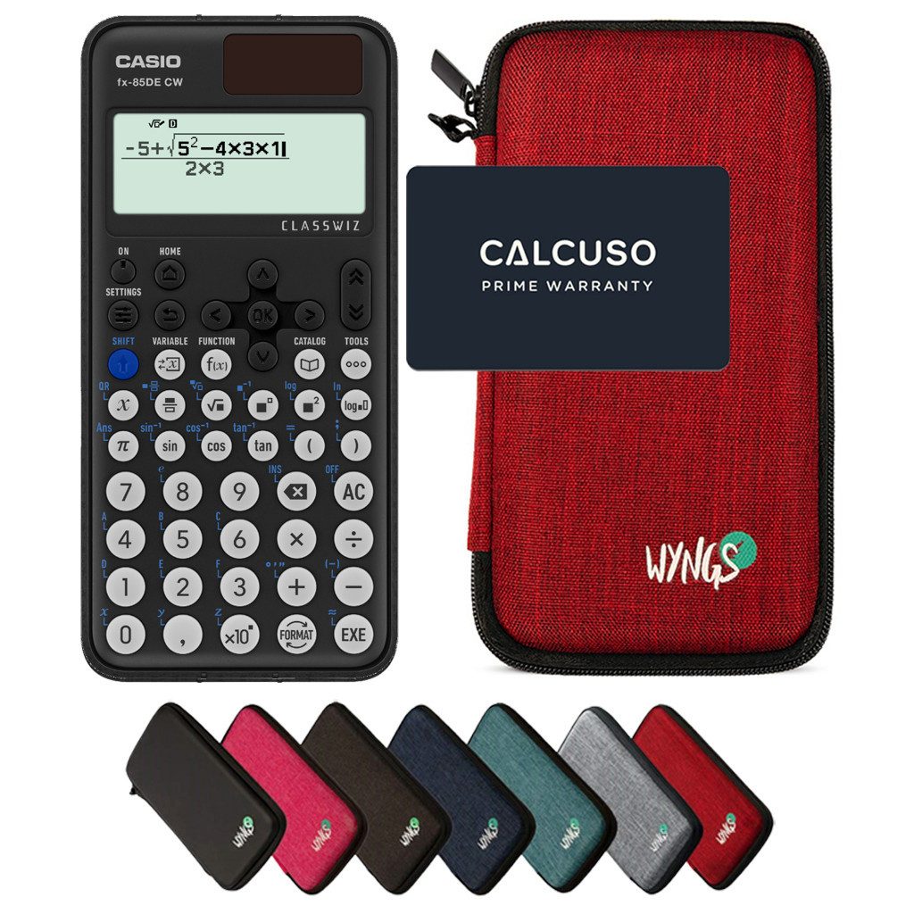CASIO Taschenrechner fx-85DE CW ClassWiz inkl. WYNGS Schutztasche Rot