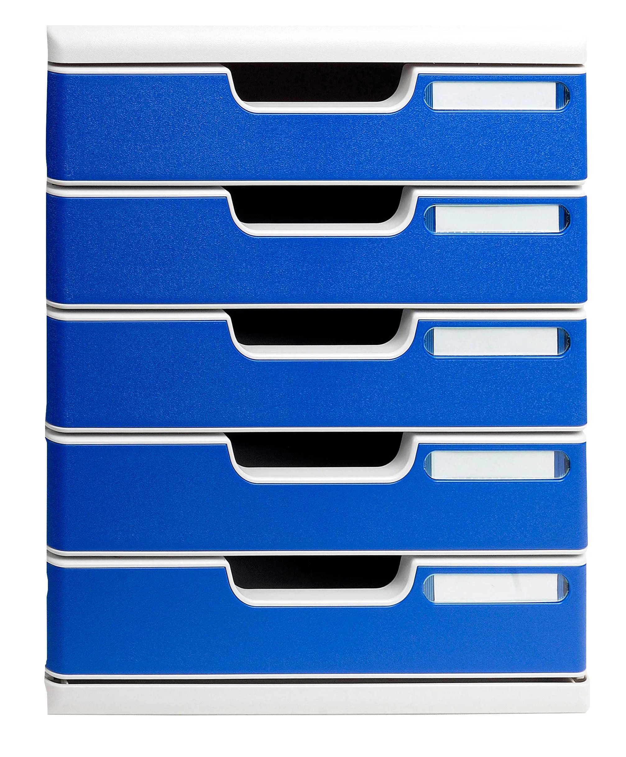 EXACOMPTA Schubladenbox Modulo A4, 5 geschlossene Schubladen, Office - Blau - 301003D, Boxen modulierbar