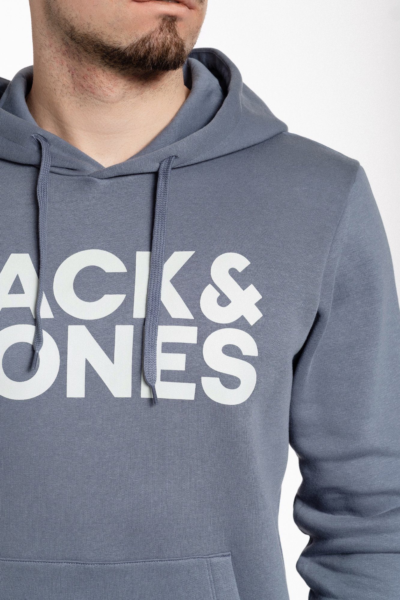 Jack & Kängurutasche Kapuzensweatshirt Jones mit Chinablue-White