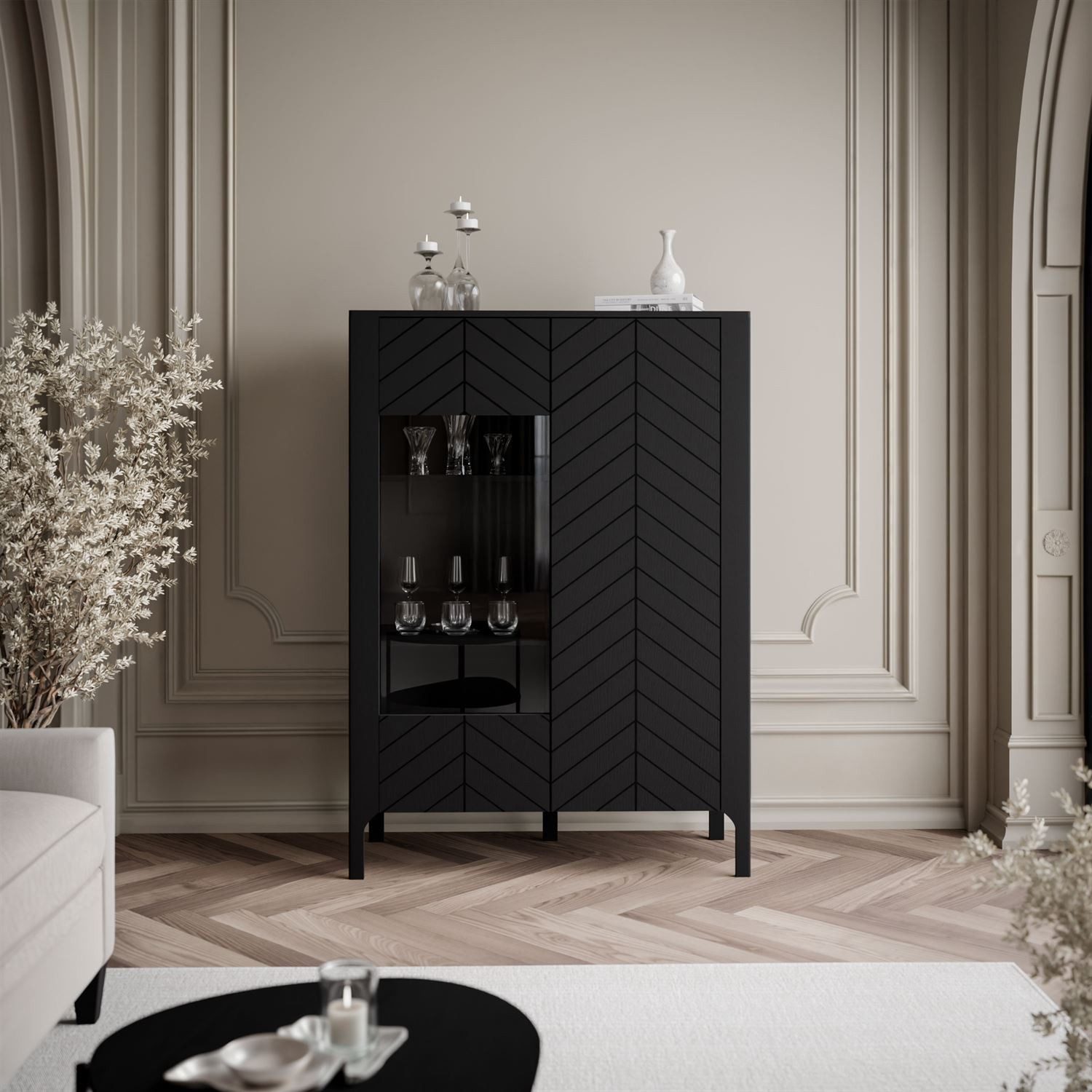 Lookway Glasvitrine LUMI mit zwei Türen (1x Vitrine) Breite: 103 cm