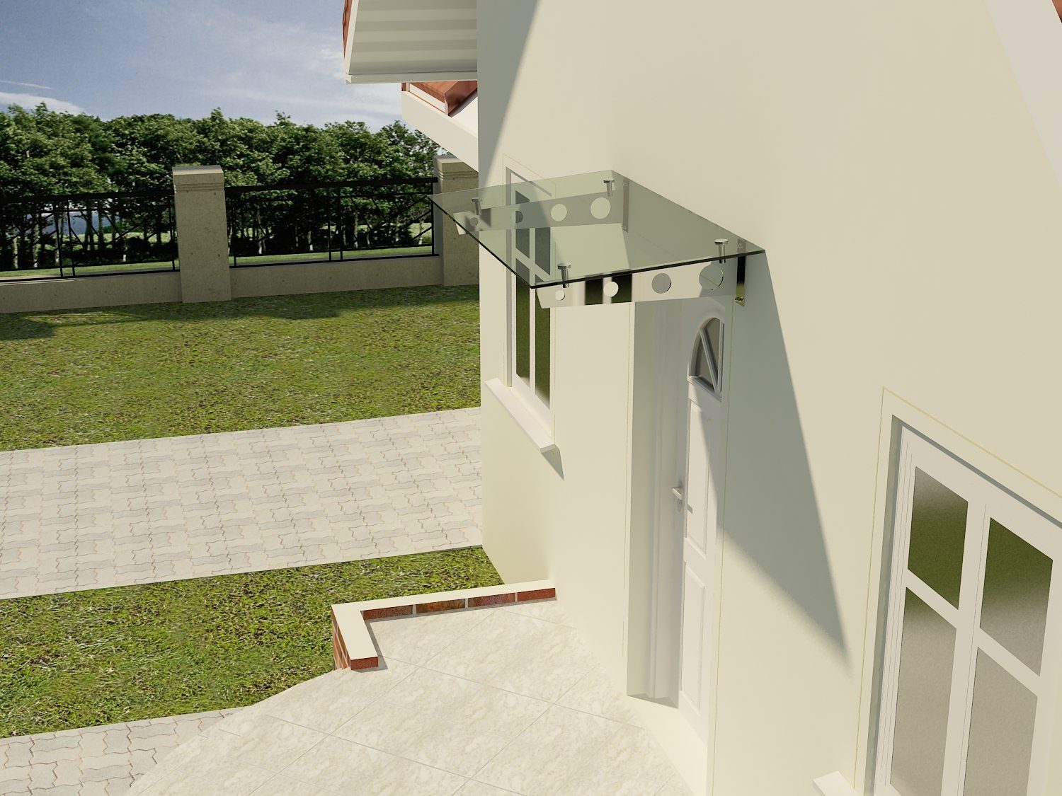 Fischer und Adamek Vordach Glasvordach Schwert Winkel Edelstahl Ãberdachung Türvordach 13 mm