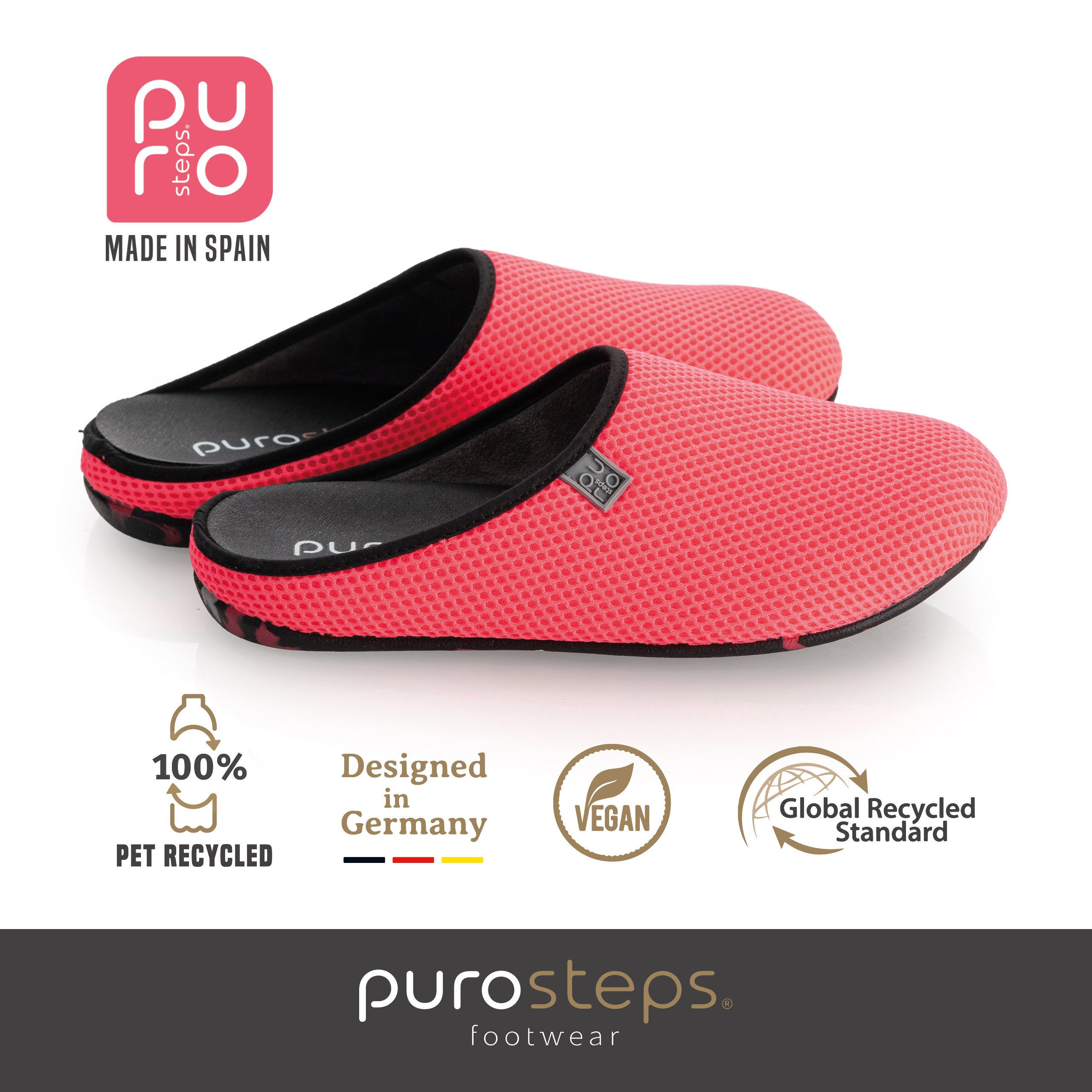 purosteps Casa-Eco Hausschuh Hergestellt aus recycelten PET Flaschen, Handgefertigt, Naturkautschuk