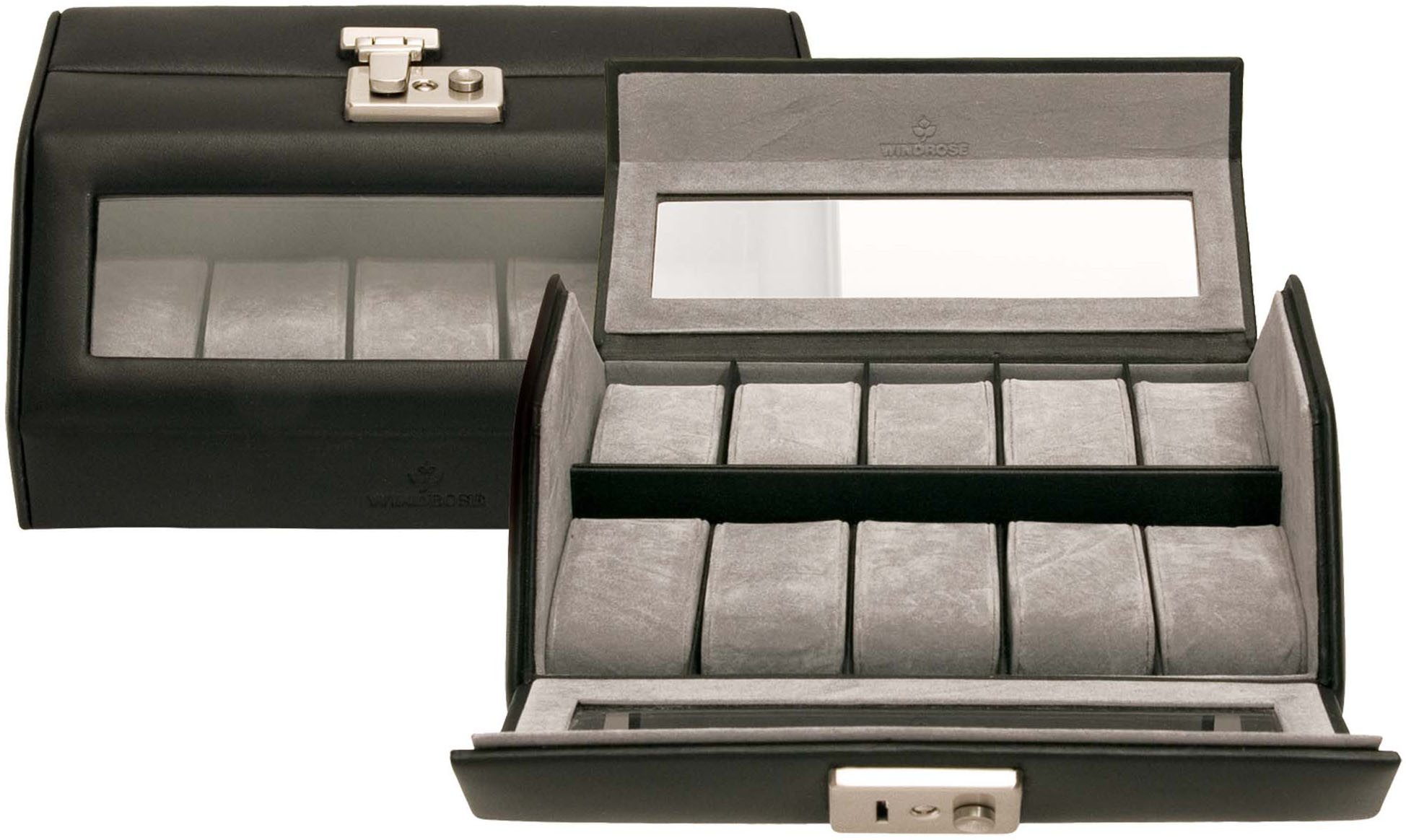 WINDROSE Uhrenbox Nappa, 803107.08, Uhrenaufbewahrung, Uhrenetui, max.ØUhren 37mm,Armbanduhr,Geschenkidee