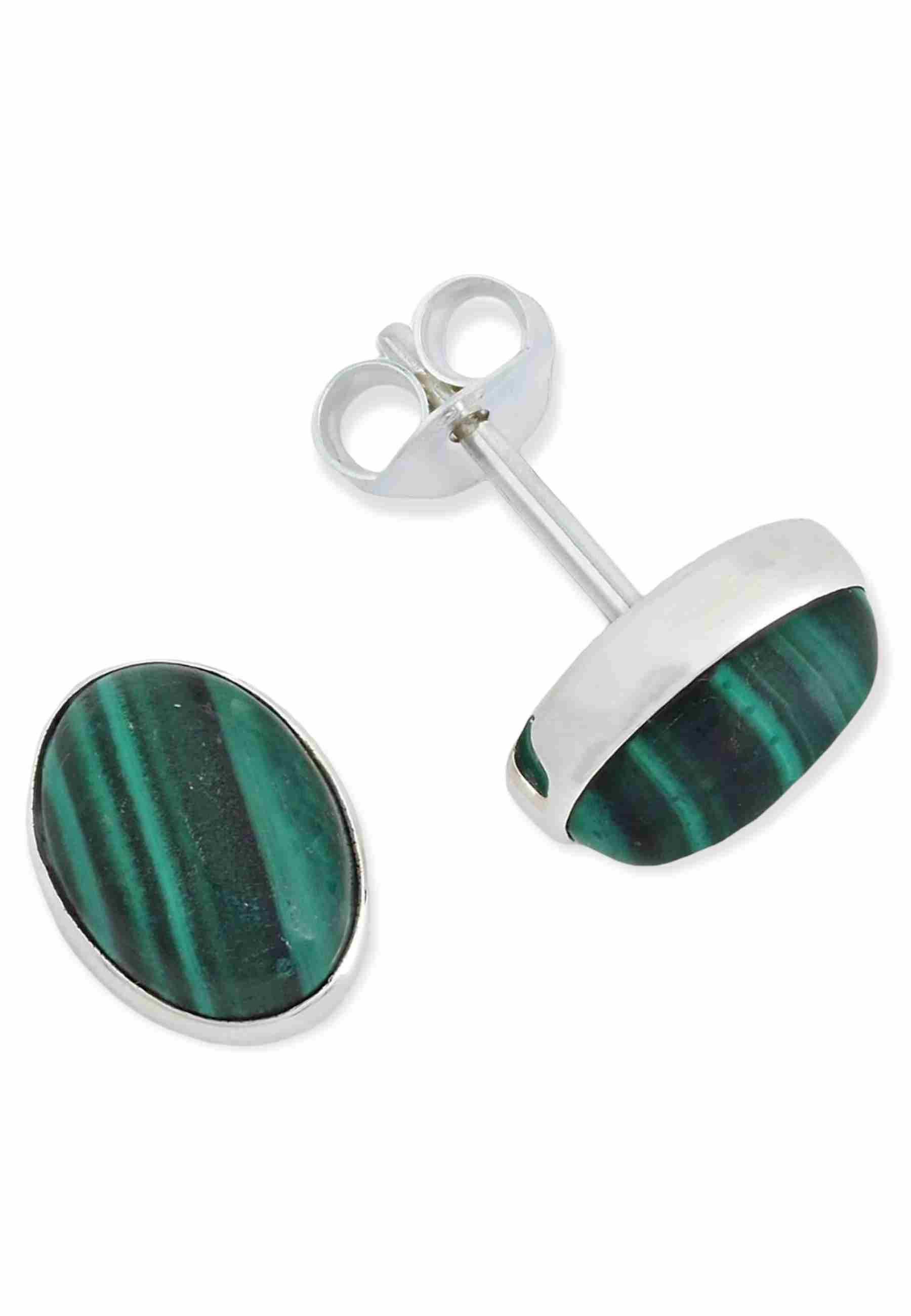 mantraroma Paar Ohrstecker SAMA oval aus 925 Silber mit Malachit (Paar, Paa günstig online kaufen