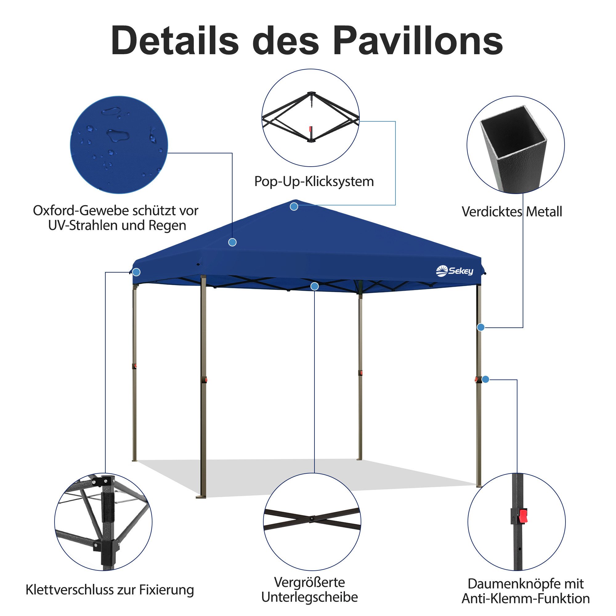Sekey Faltpavillon 300x300 cm Pop-Up Pavillon, günstig online kaufen