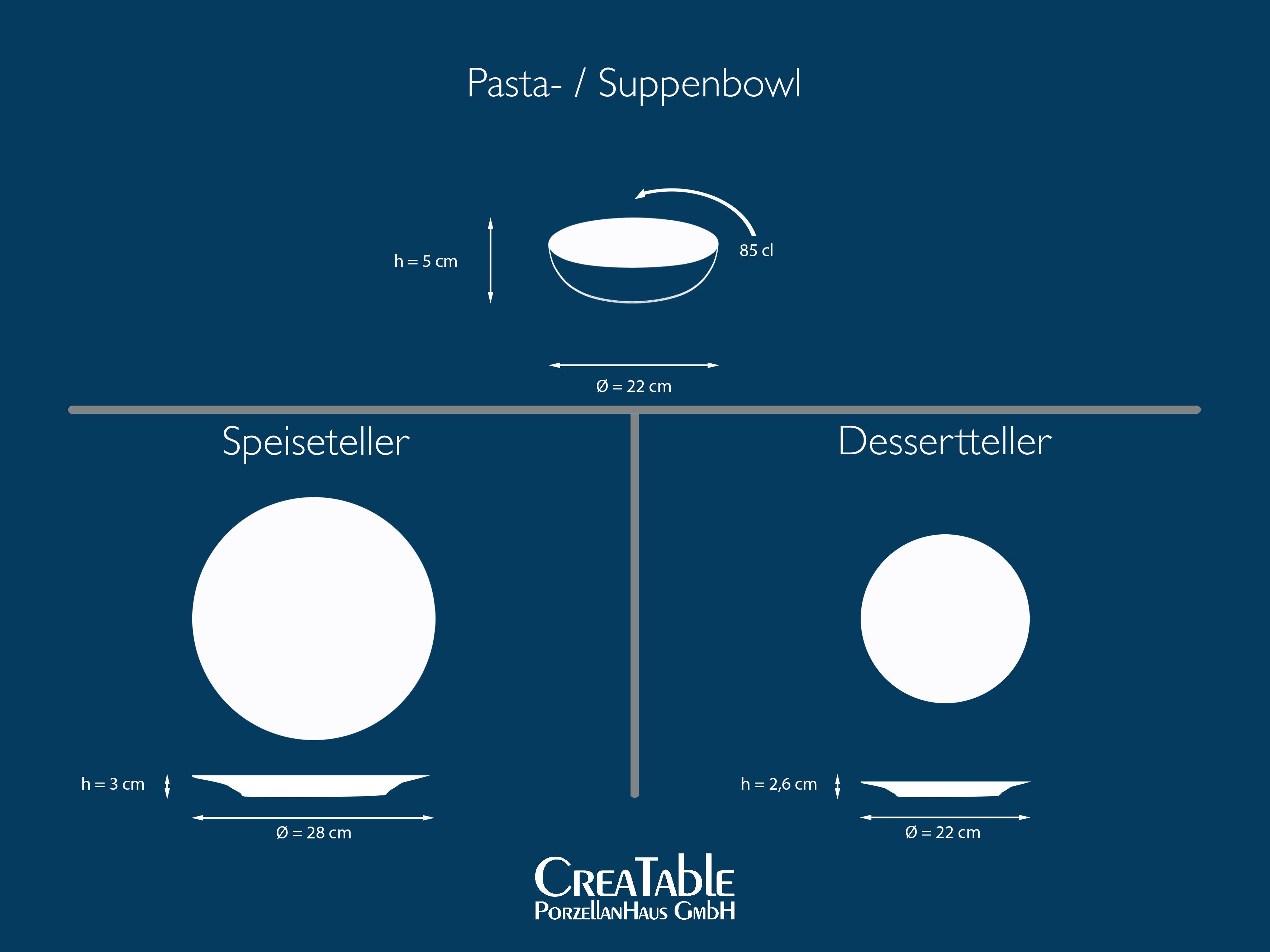 CreaTable Tafelservice Teller Set, Geschirr-Set Atlantico (12-tlg), 4 Personen, Steinzeug, Service, mit Kobalt-Blau-Reaktivglasur, 12 Teile, für 4 Personen