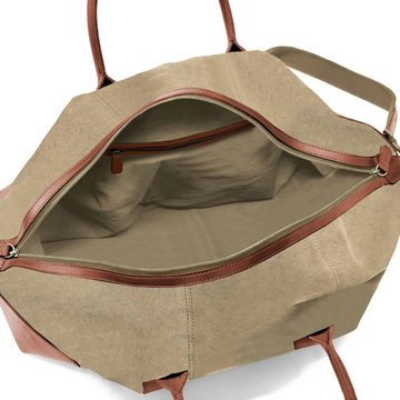 DRAKENSBERG Reisetasche Weekender »David« (L) Khaki-Beige, Herren, Damen, im Vintage-Design, Canvas und Büffelleder, handgemacht