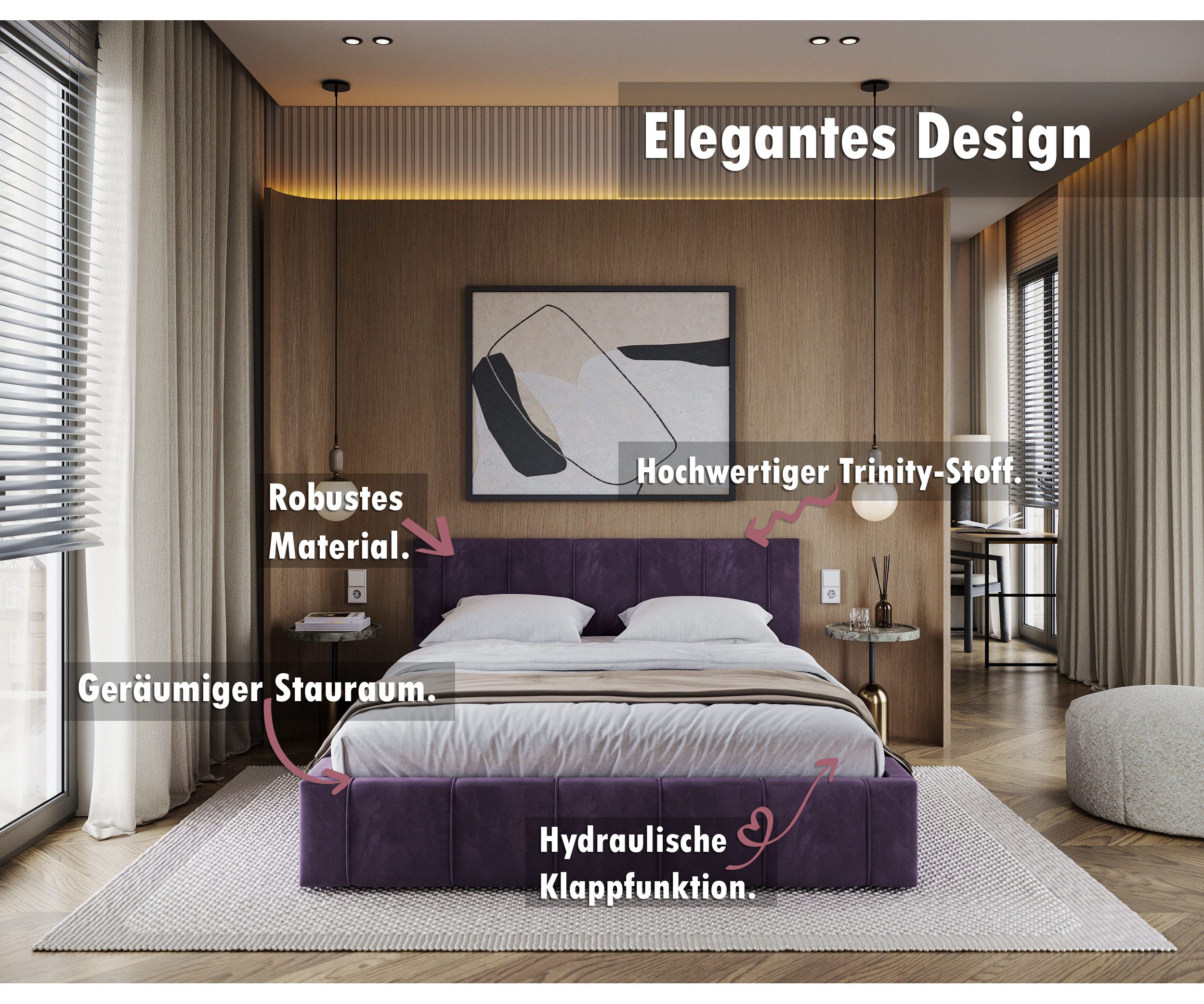 thematys Polsterbett mit Bettkasten & Lattenrost + viel Stauraum 120x200–180x200cm - Samt (Optional mit 28 cm H3/H4 Taschenfederkern oder 23 cm Taschenfederkern-Matratze H2, hydraulisches Stauraumbett)