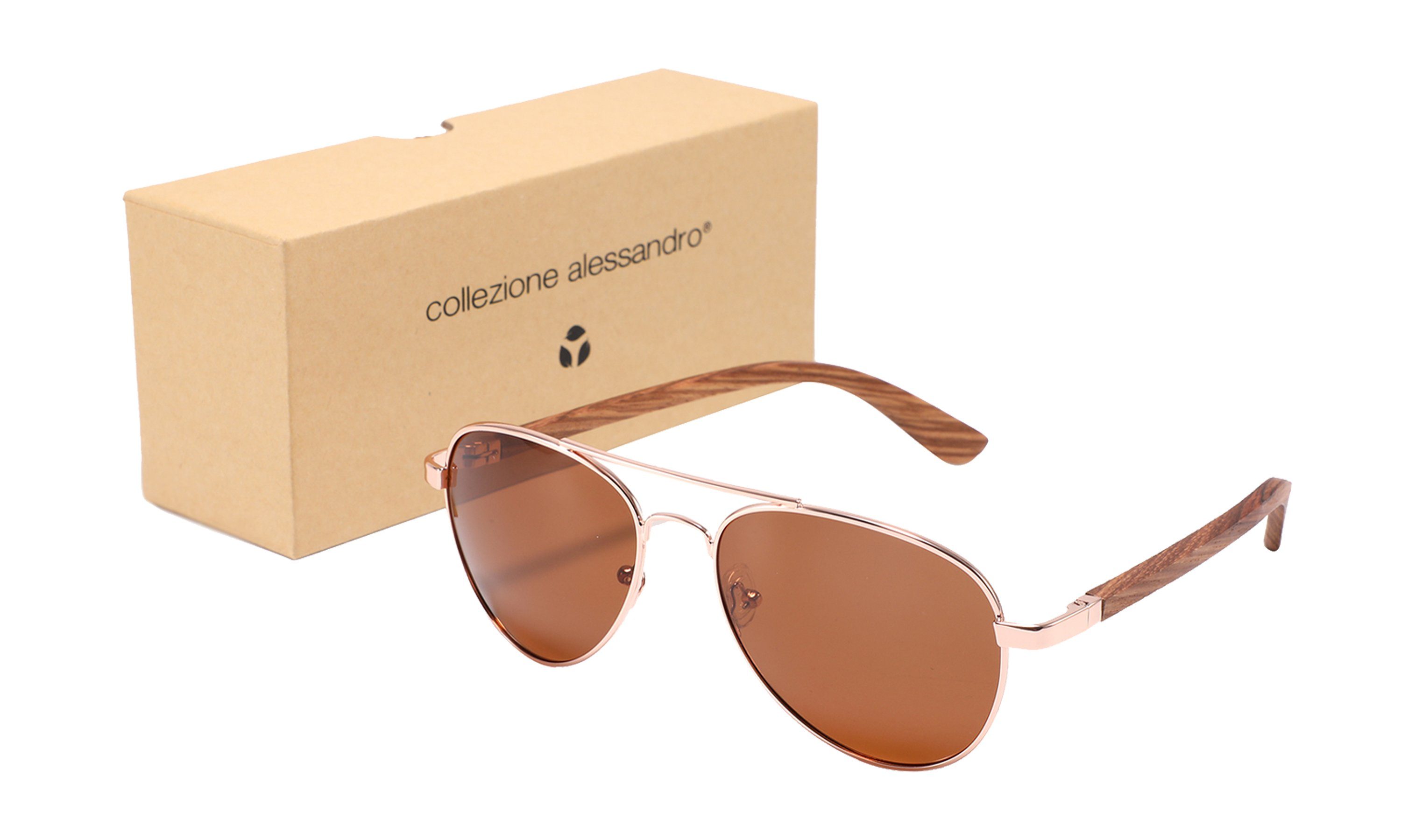 braunen Mailand ALESSANDRO Linsen COLLEZIONE Sonnenbrille mit