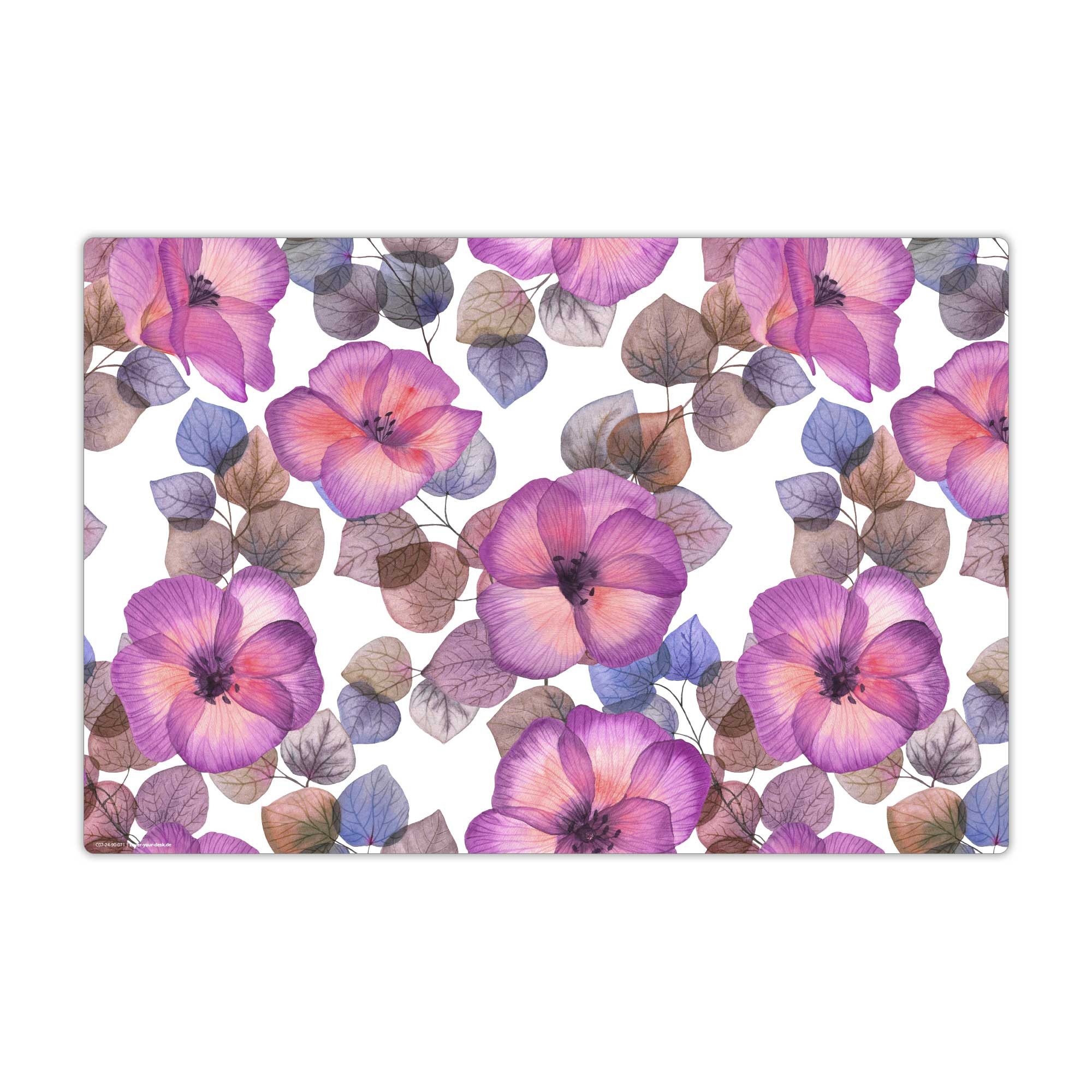 cover-your-desk.de Schreibtischunterlage abwaschbar - Lila Stiefmütterchen - premium Vinyl - Made in Germany, (1 tlg)