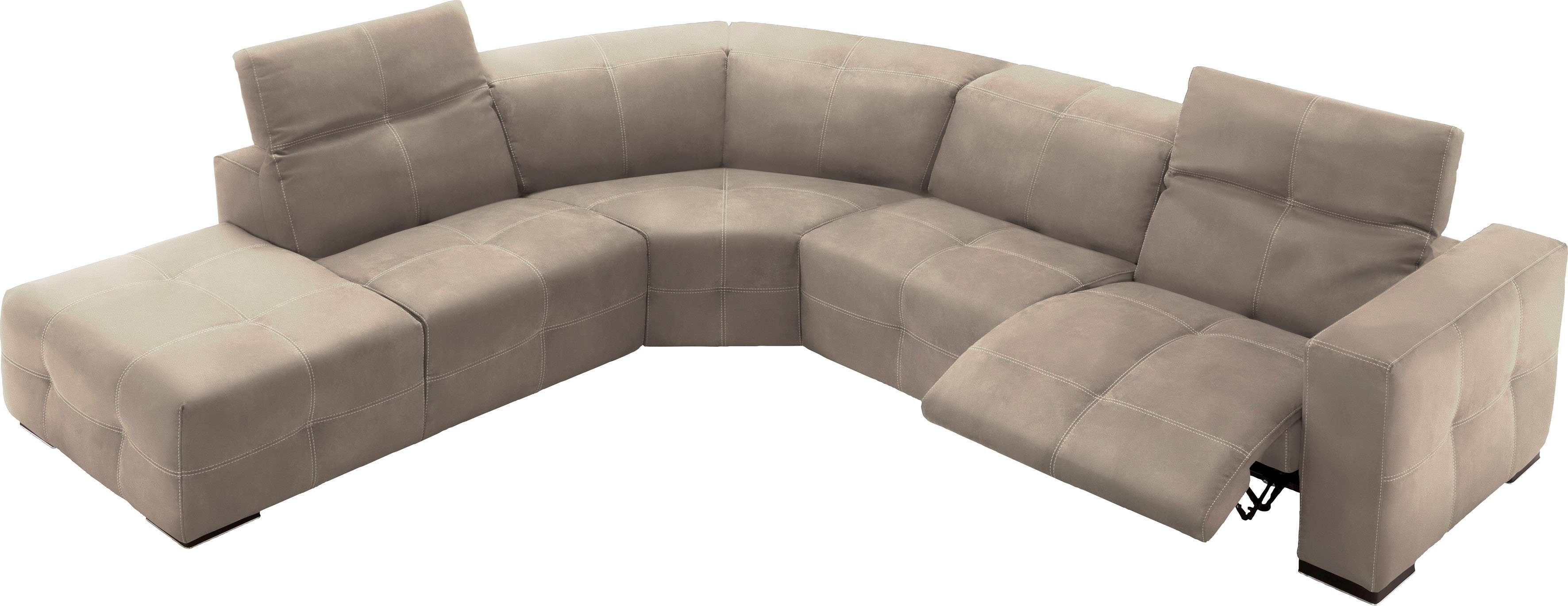 Egoitaliano Ecksofa Sauvanne, Designsofa der Extraklasse, elegant und bequem, L-Form, wahlweise mit elektrischer Relaxfunktion, Kopfteilverstellung