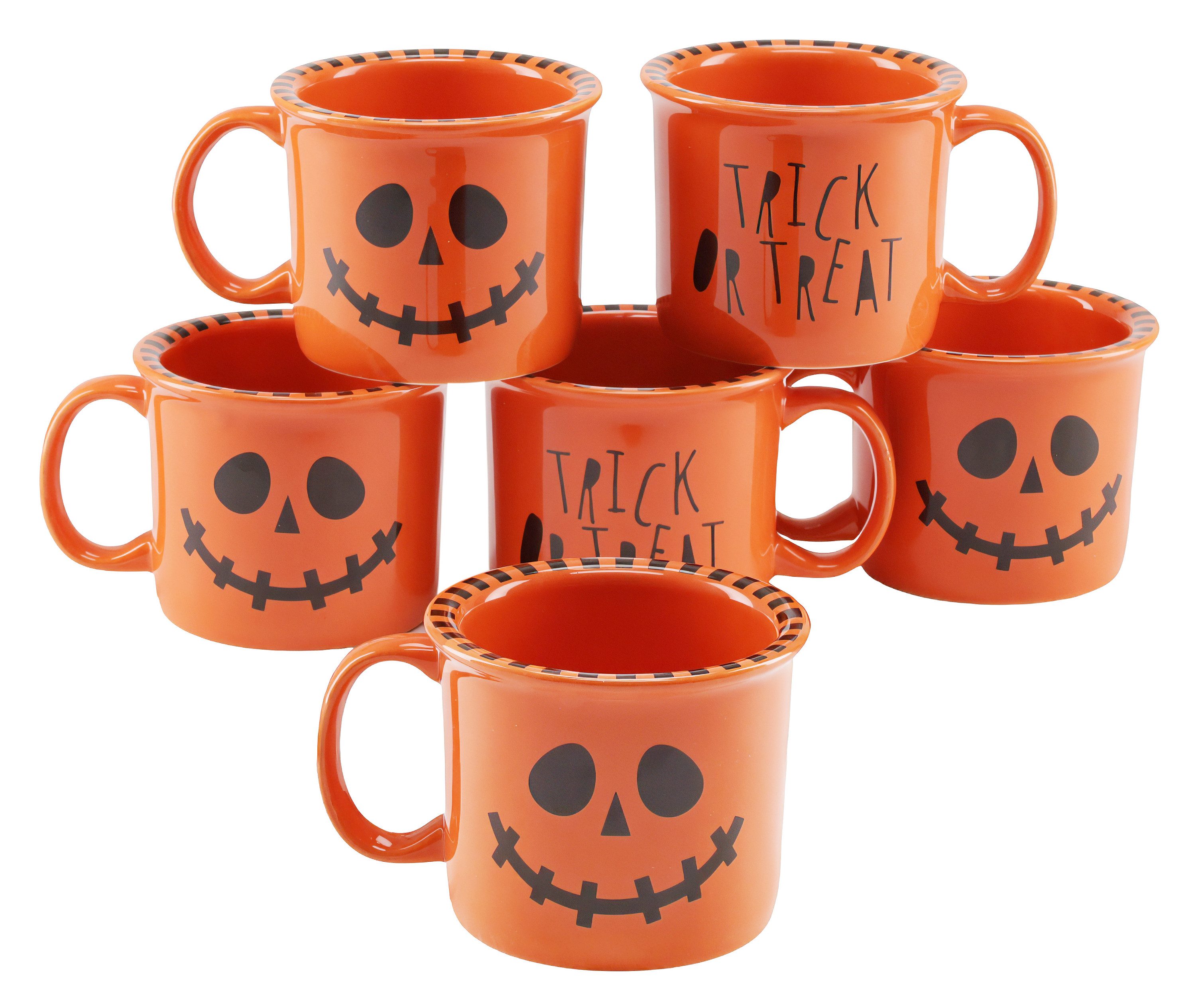 creaTable Becher Halloween Pumpkin, 6-tlg., Steingut