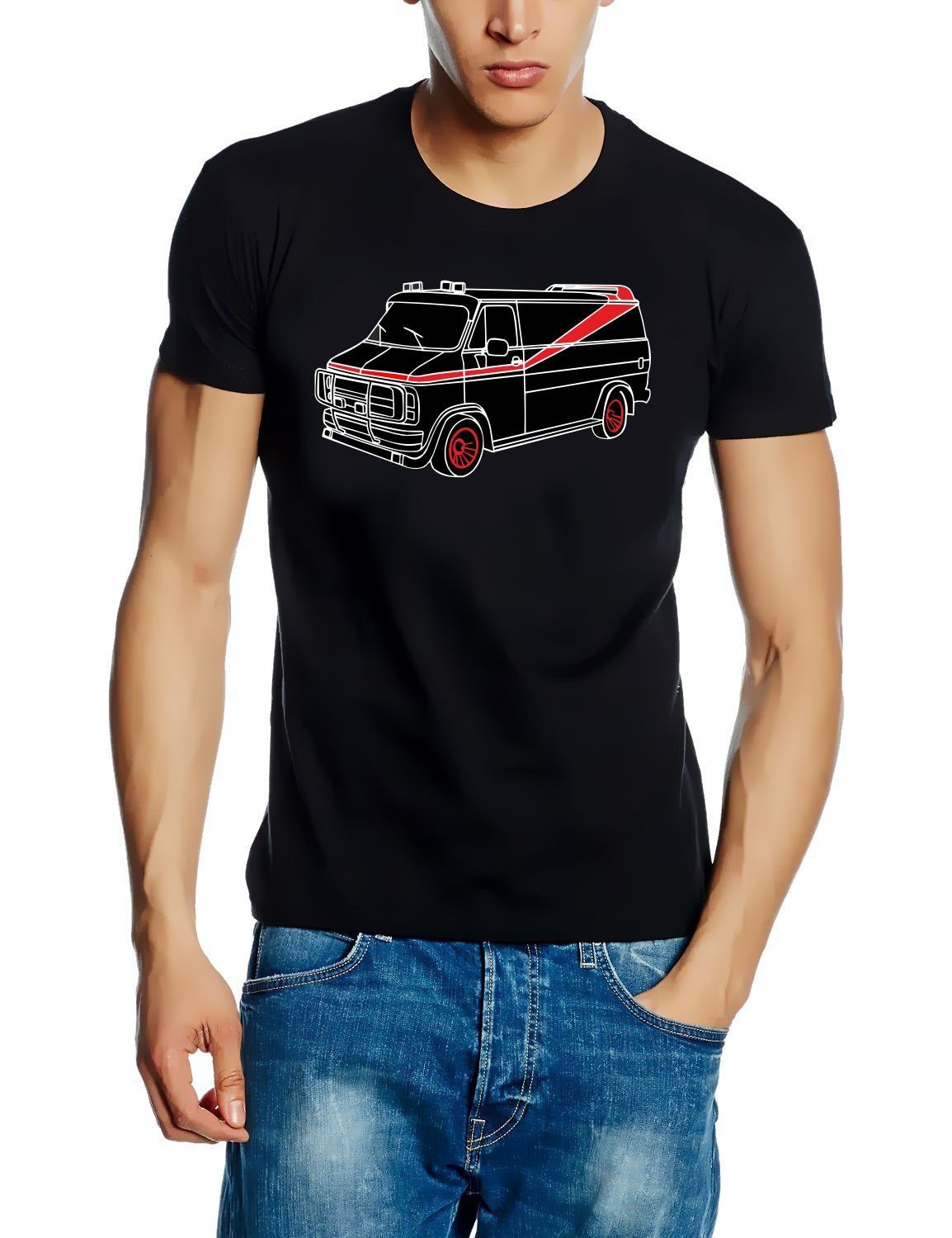 coole-fun-t-shirts Print-Shirt A-TEAM Van Bus T-Shirt Schwarz S M L XL XXL günstig online kaufen