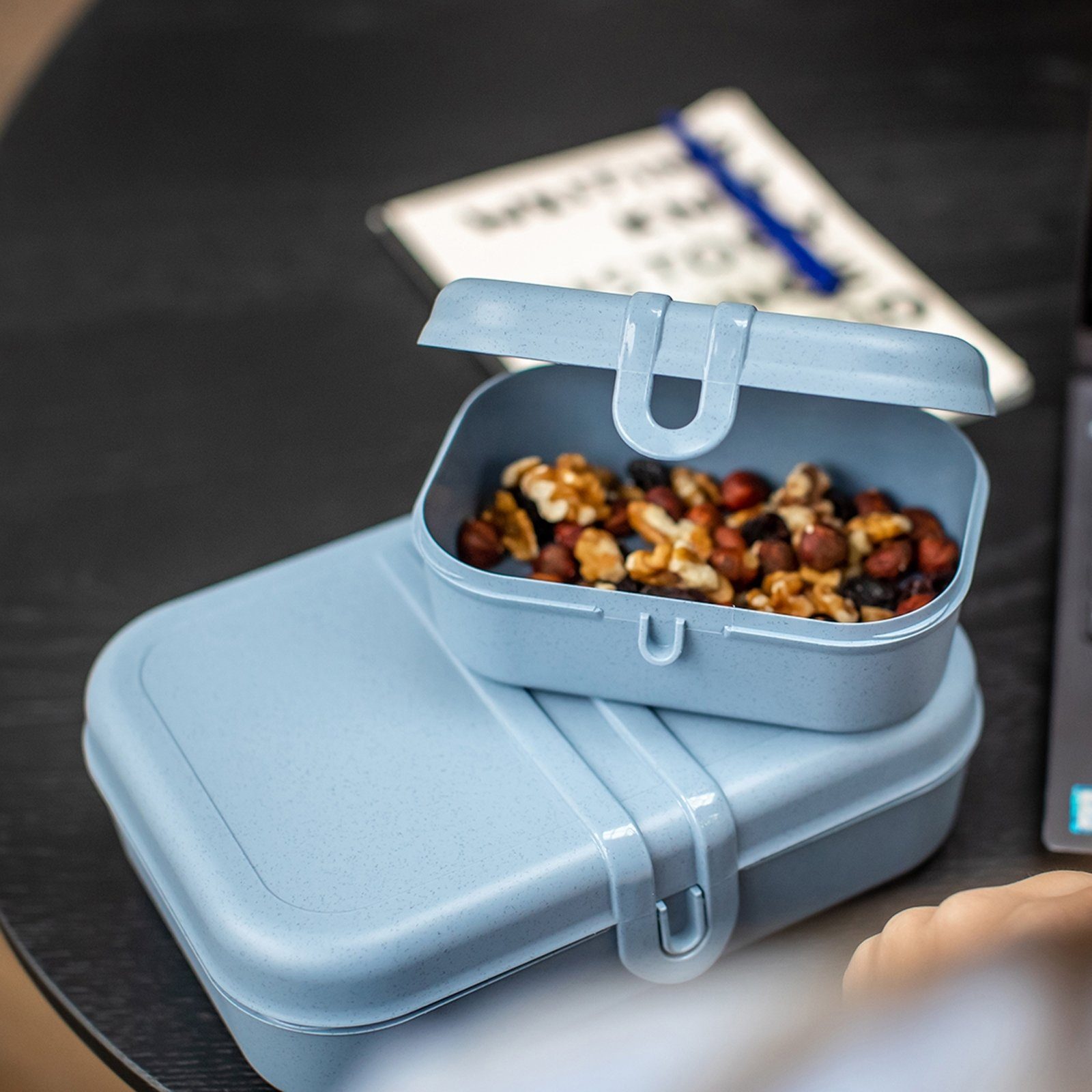 KOZIOL Lunchbox Lunchbox mit Trennsteg L, (Stück, PASCAL 1-tlg), Brotdose Kunststoff Kunststoff, Blau