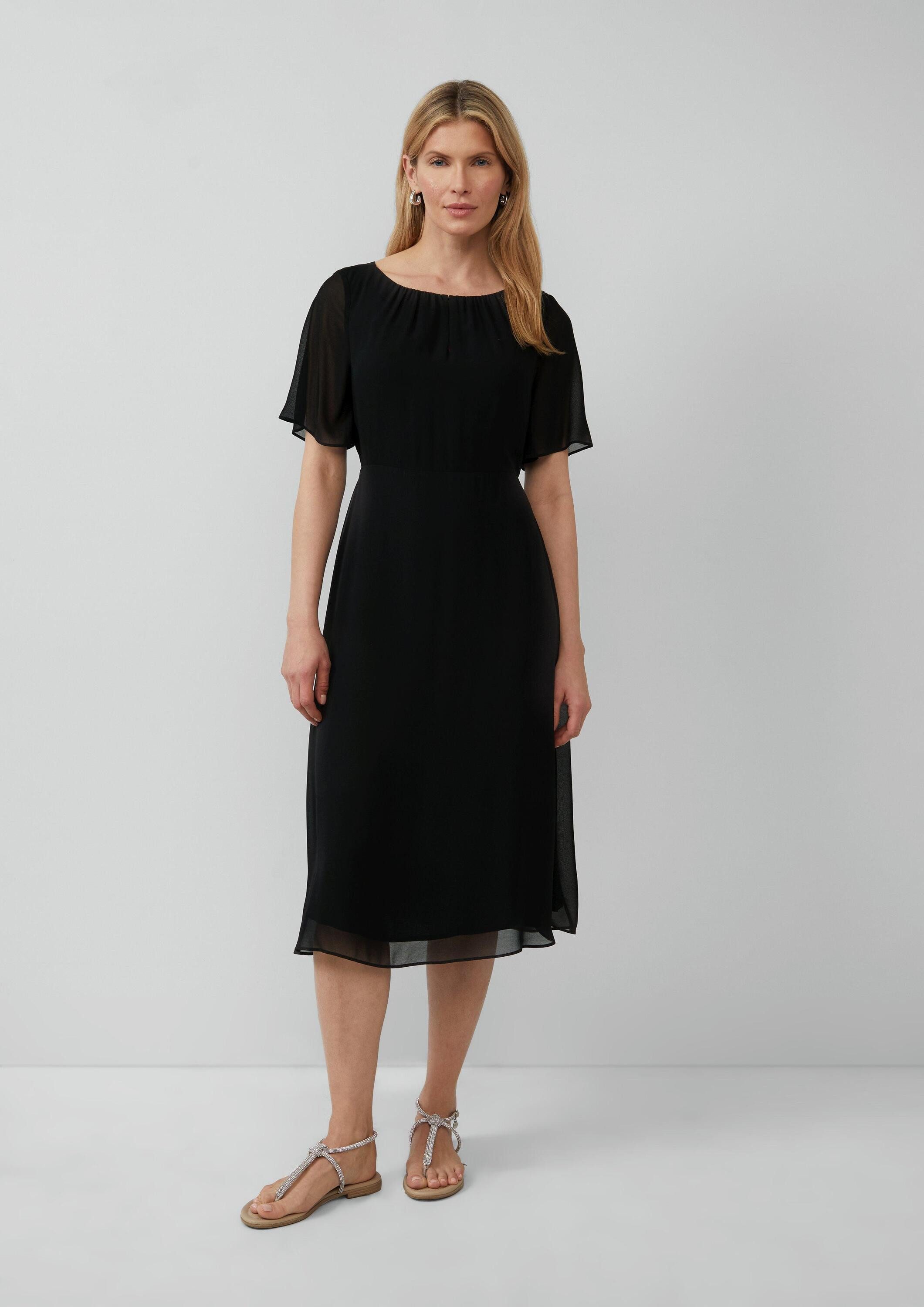 s.Oliver Midikleid Kleid Midikleid aus Chiffon mit kurzen Ärmeln und blickd günstig online kaufen
