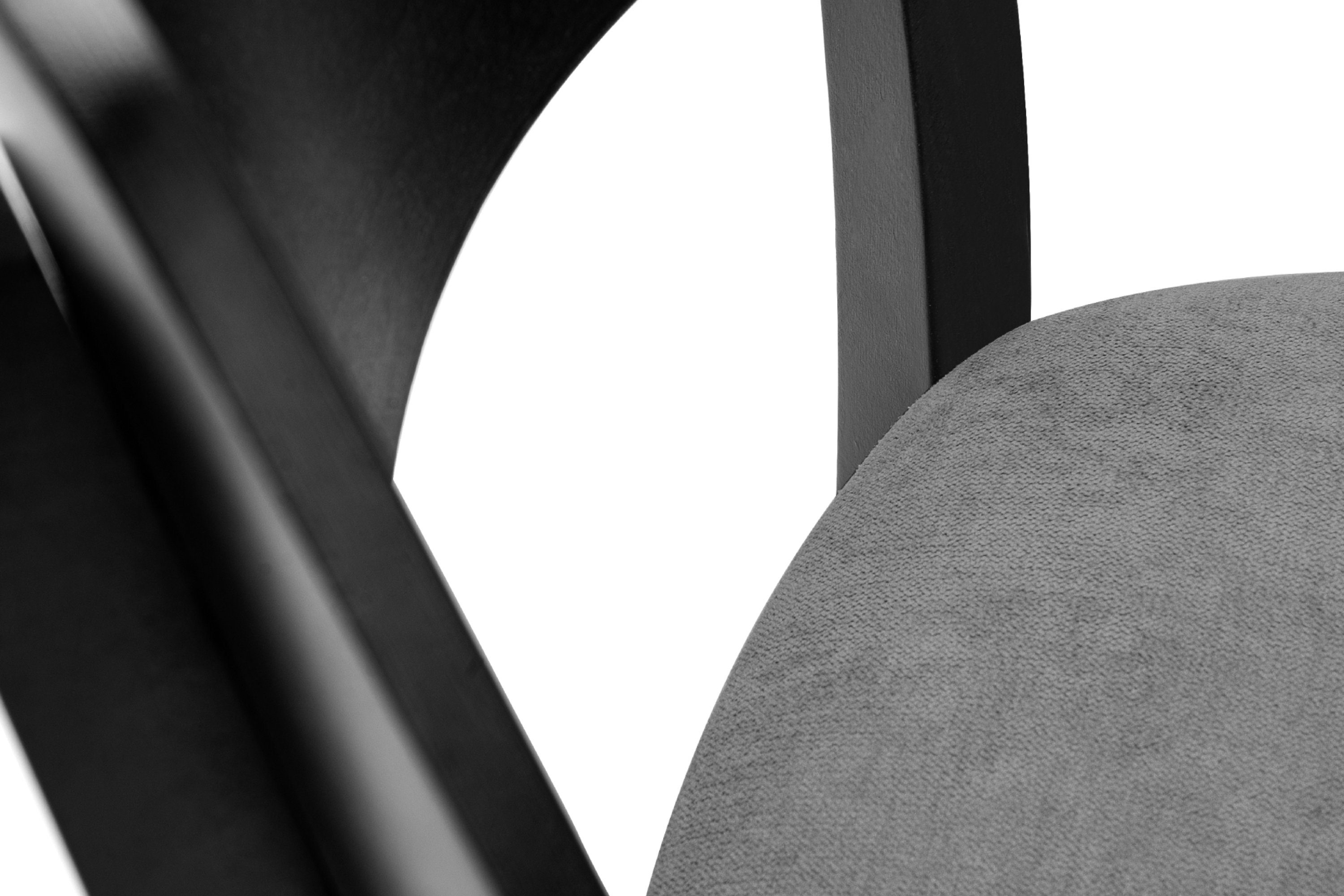 Polsterstuhl Wohnzimmerstuhl Küchenstuhl Schwarz (Esszimmerstühl, Massivholz, aus 2 schwarz / Konsimo Esszimmer Veloursitz grau VINIS St), Stuhl Holzstuhl Gestell