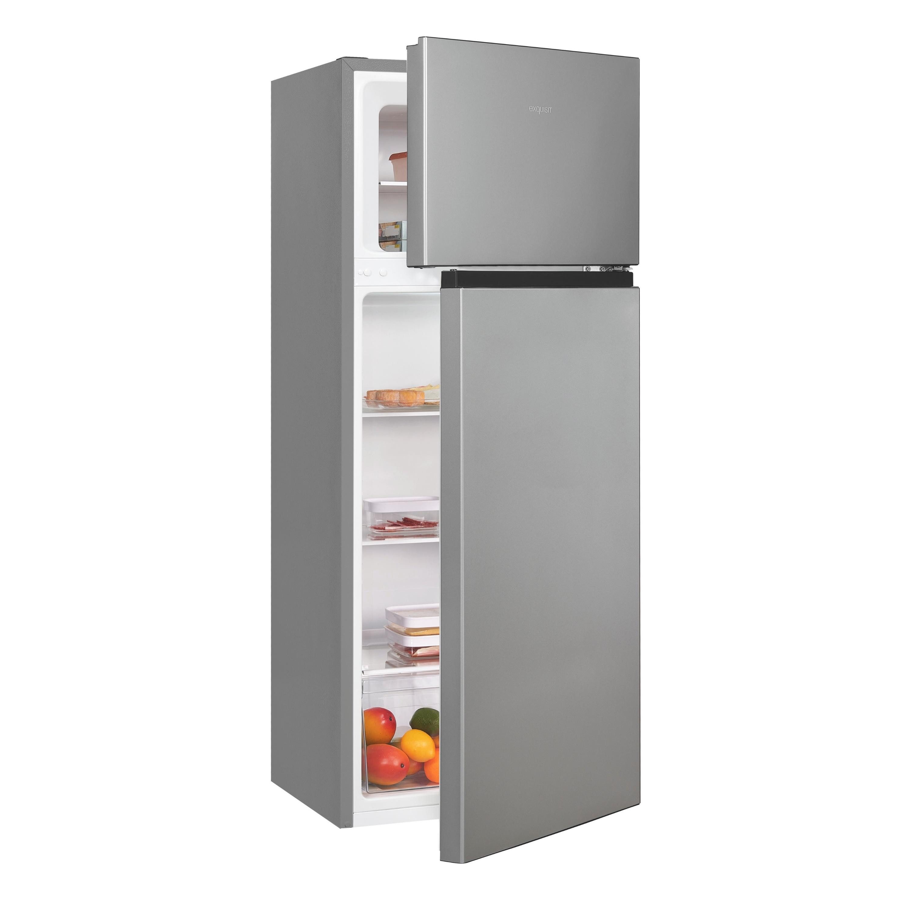 exquisit Kühl-/Gefrierkombination KGC270-45-011E, 143.5 cm hoch, 55 cm breit, 4*-Gefrieren, LED-Innenbeleuchtung, Wechselbarer Türanschlag