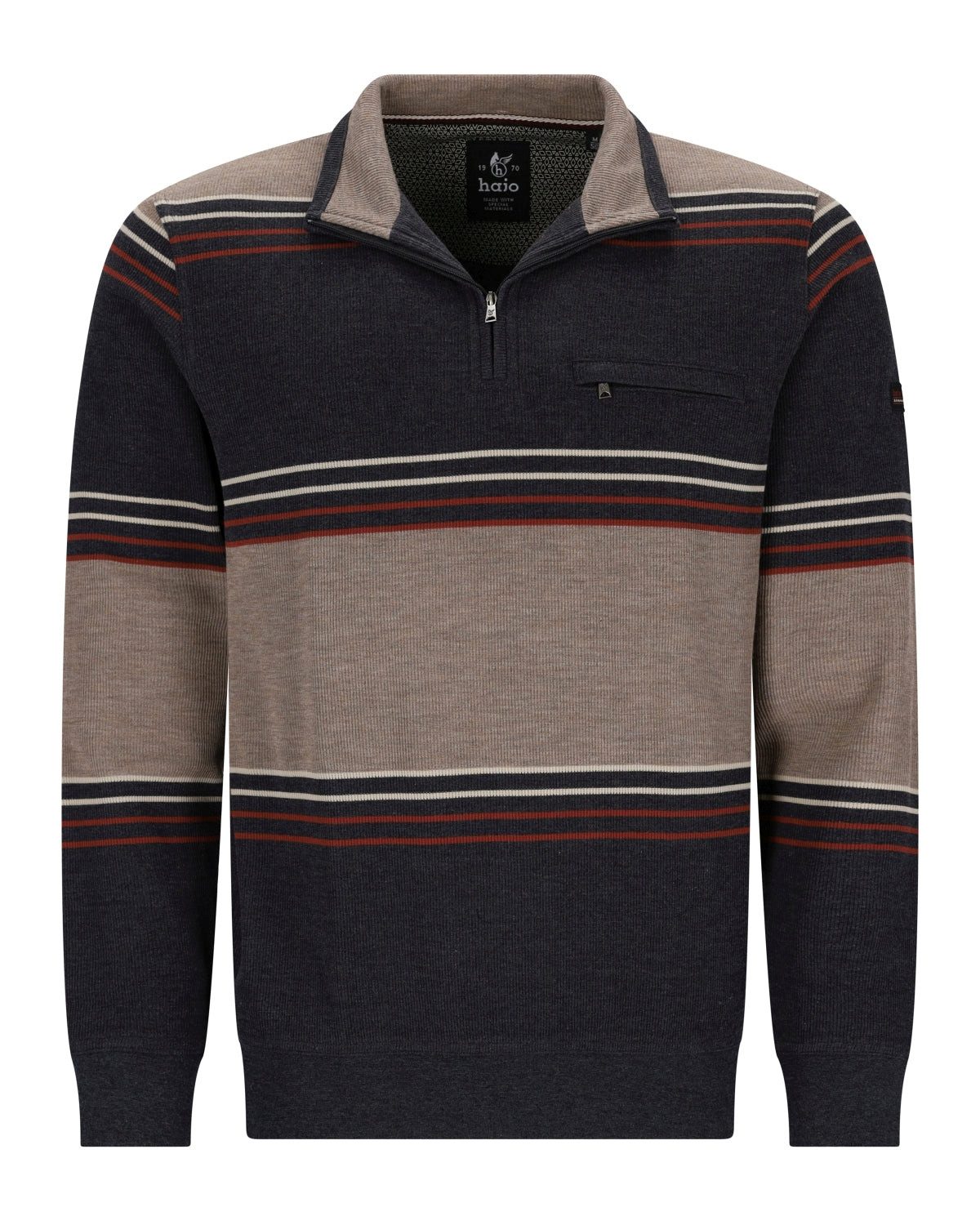 Hajo Sweatshirt Sweatshirt in Blockstreifenverlauf (garngefärbt) - stay fresh-Qualität